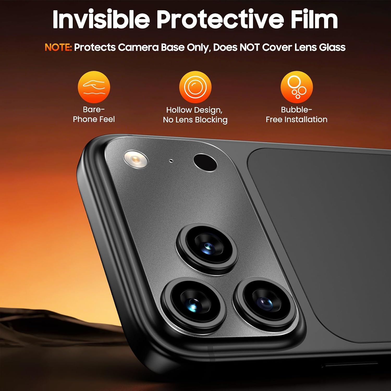 Detalle 2 de Uyiton iPhone 18 Pro Max Camera Plateau Protector, 3-Pack Matte PET Film