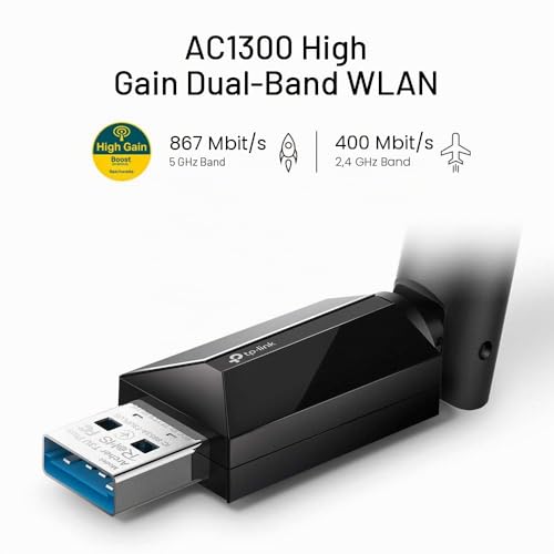 Detalle de TP-Link Archer T3U Plus – AC1300 High Gain USB WLAN-Stick mit MU-MIMO