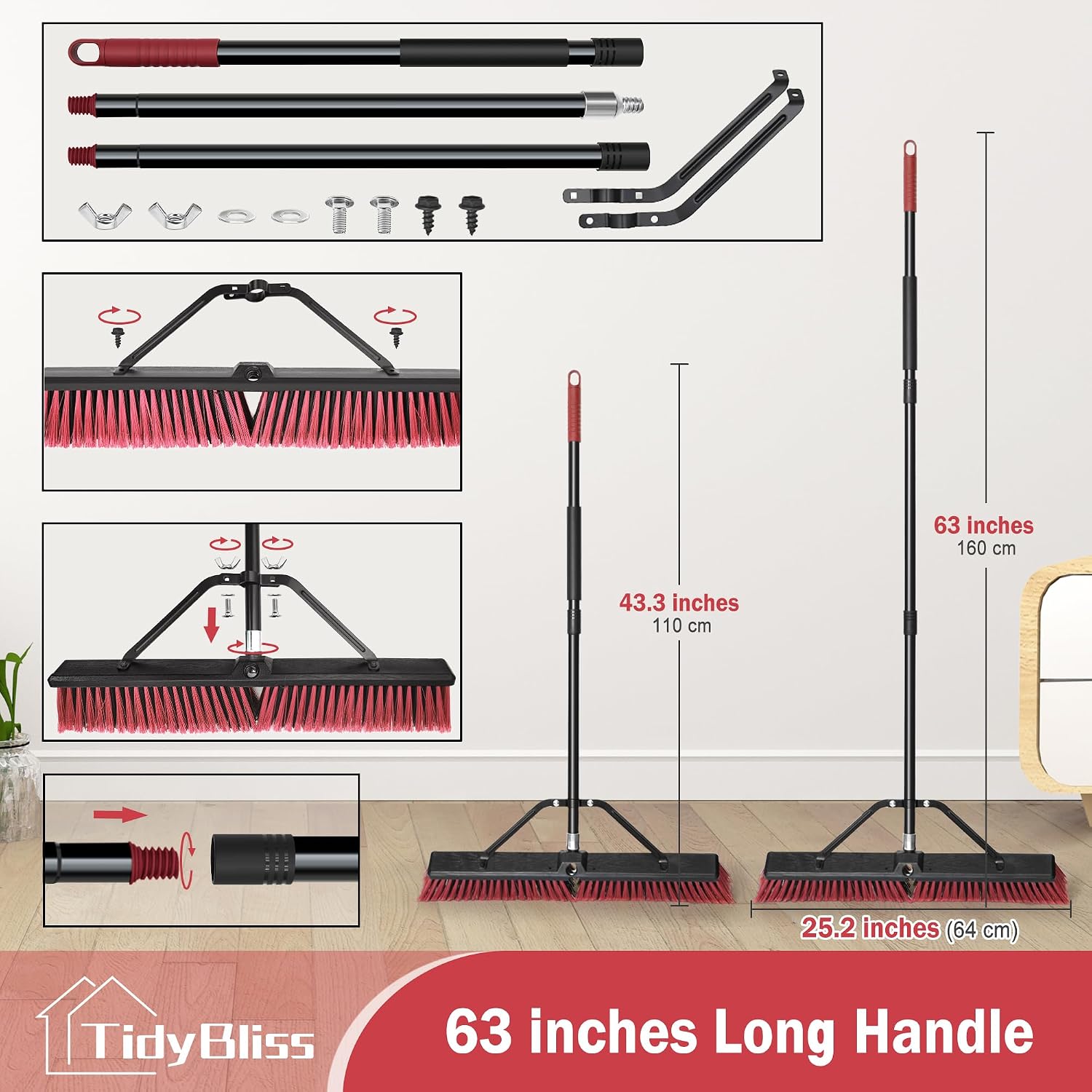 Thumbnail 3 de TidyBliss Balai 60 cm Rouge
