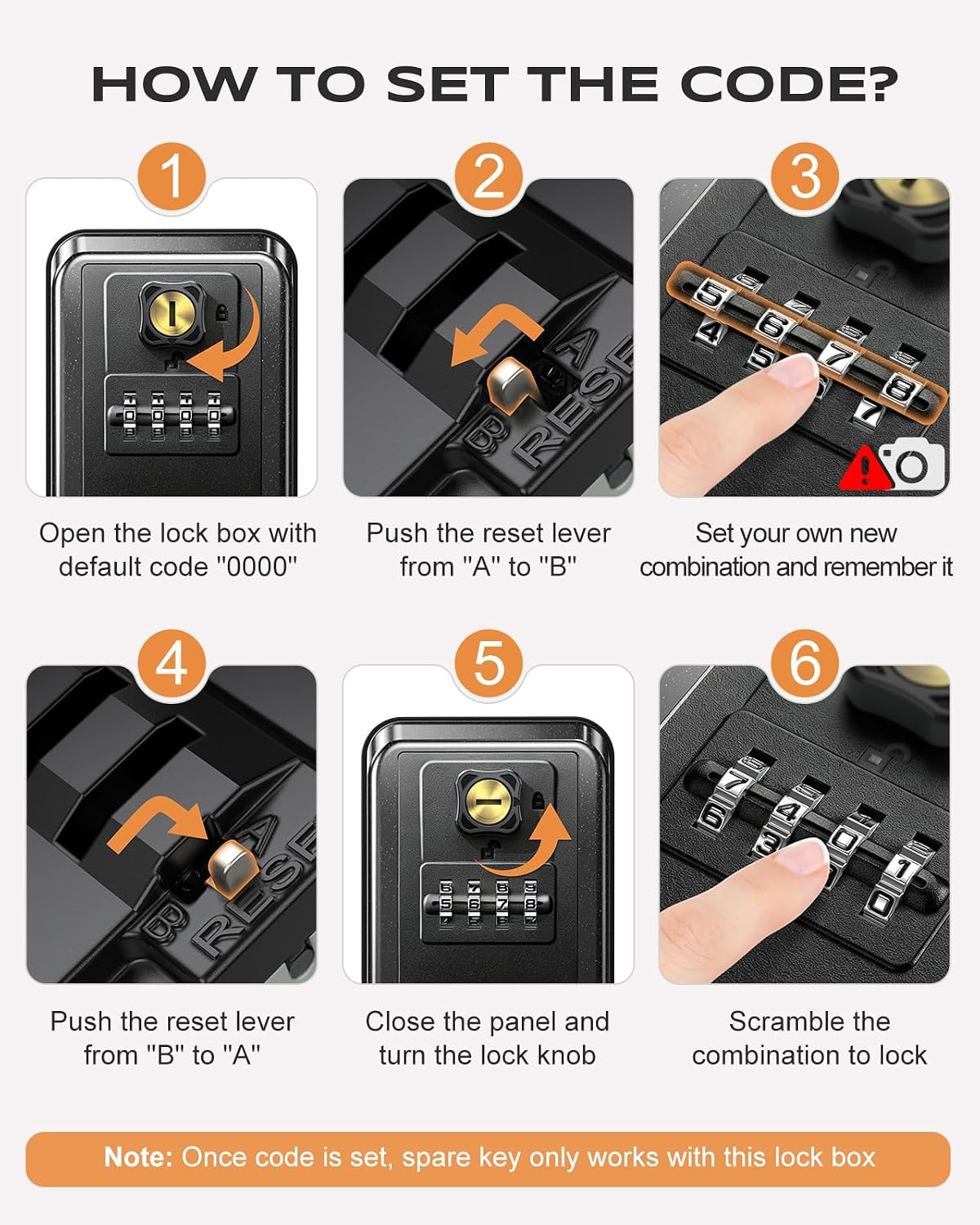 Thumbnail 6 de Mohard Key Safe Wall Mounted with Code, 4-Digit Combination – Weatherproof, Large Capacity Keybox