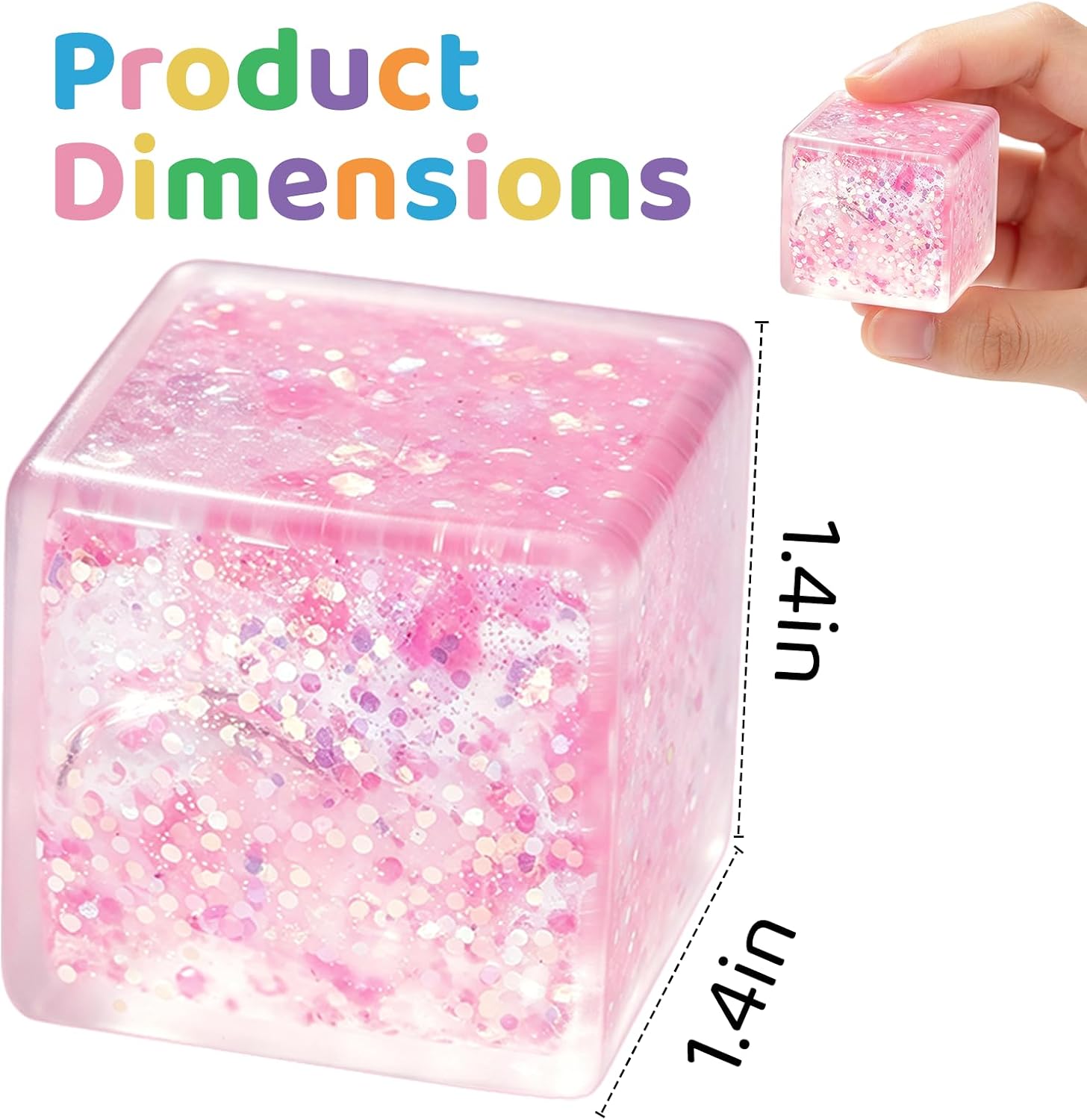 Detalle 2 de KHXAIMJ Sqt-001 Ice Cube Squishy Stress Balls, 6-Pack Glitter Fidgets