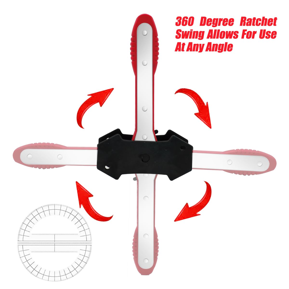 Thumbnail 5 de IRmm Brake Caliper Compression Tool — 360° Swing Ratchet, 2 Steel Plates, Red