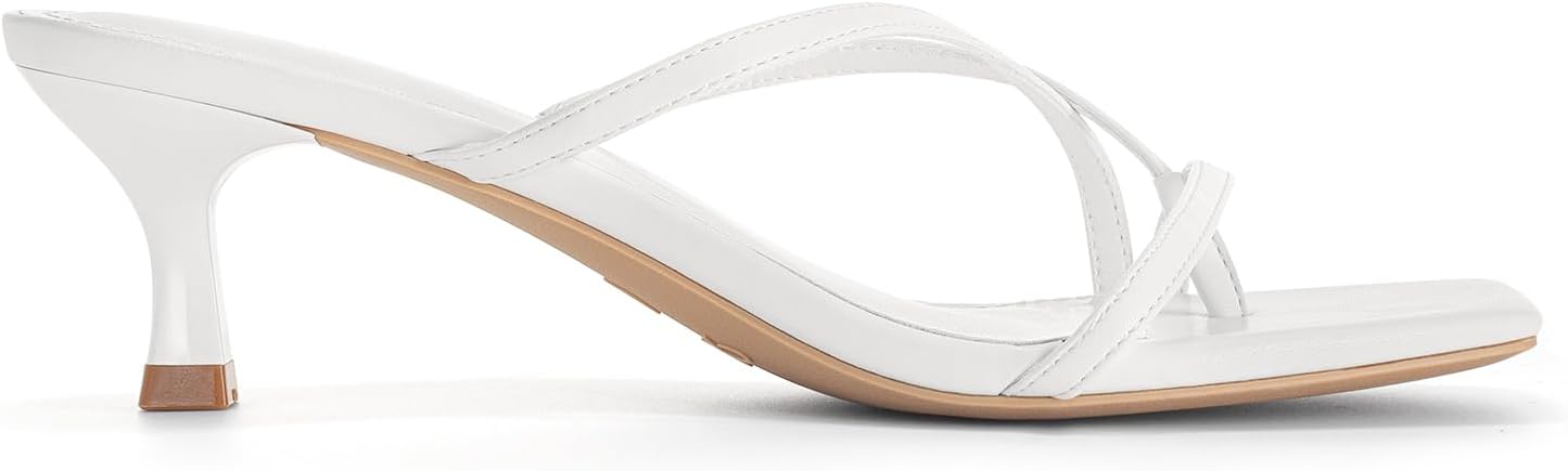 Thumbnail 2 de Athlefit Women’s Strappy Kitten Heels Flip Flops with Square Open Toe and Low Heel