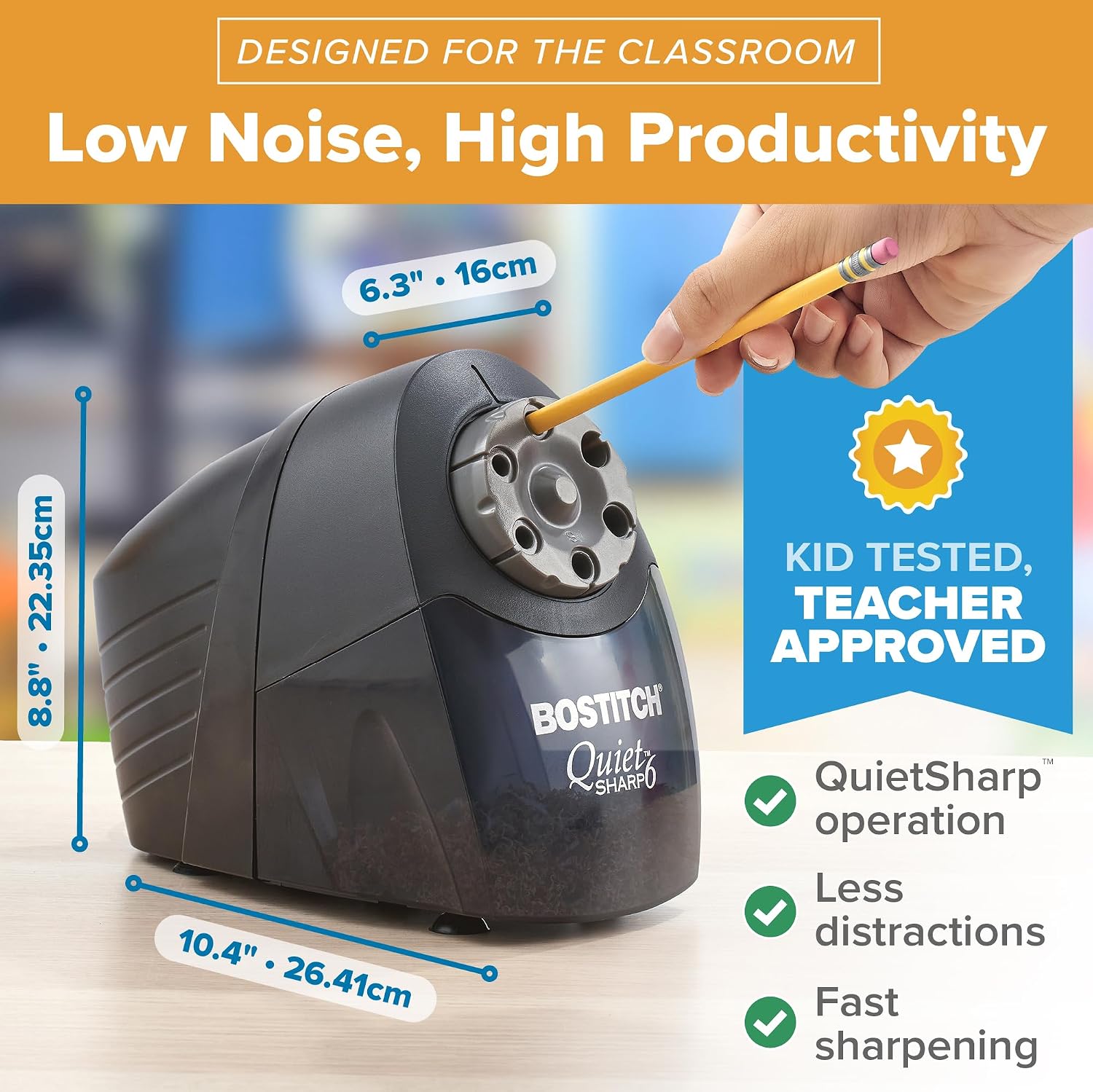 Detalle de Bostitch Electric Pencil Sharpener, 6-Size Selector