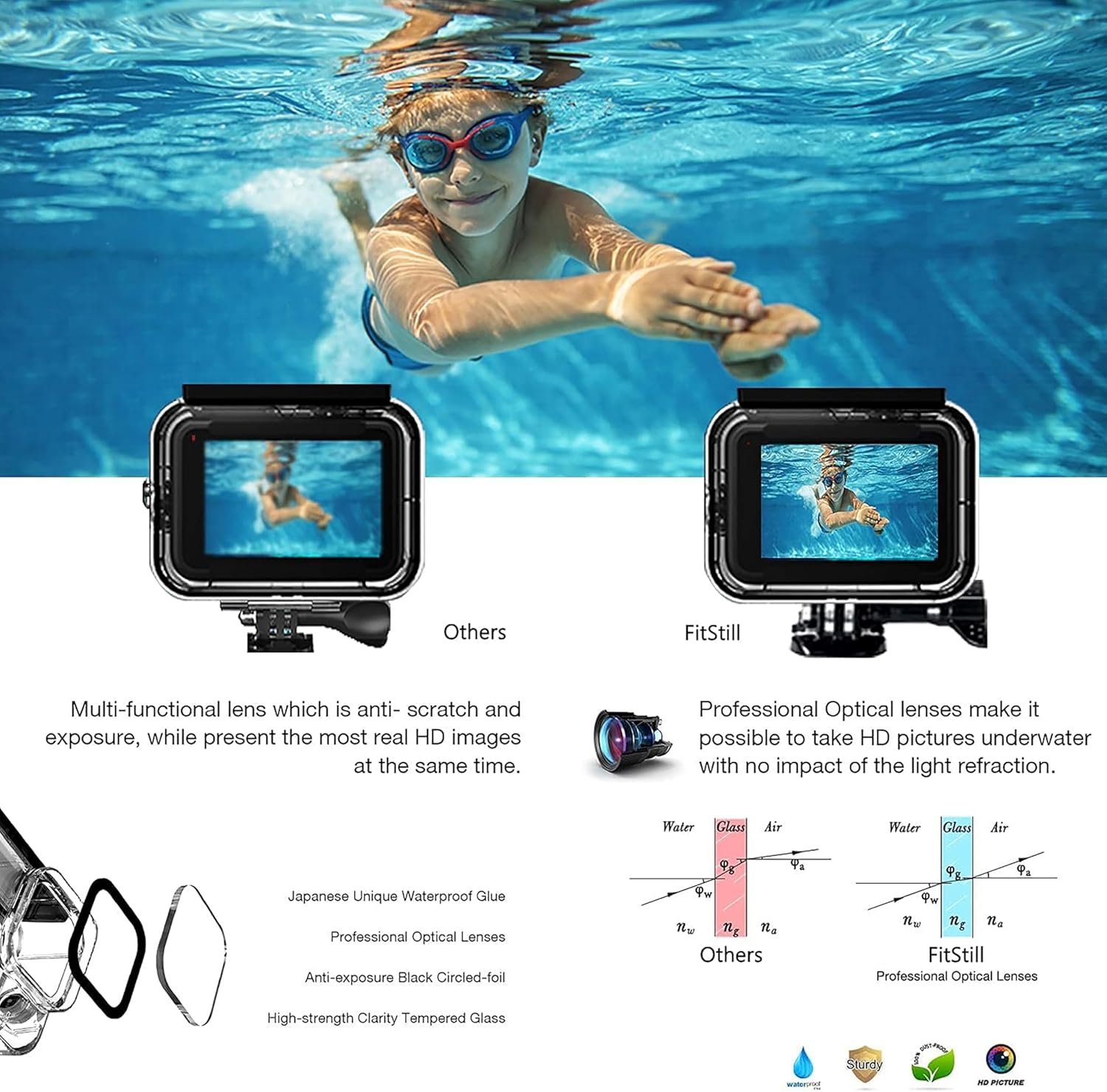 Thumbnail 4 de FitStill 60M Wasserdichtes Gehäuse für DJI Osmo Action 5 Pro/4/3 mit doppeltem Cold Shoe