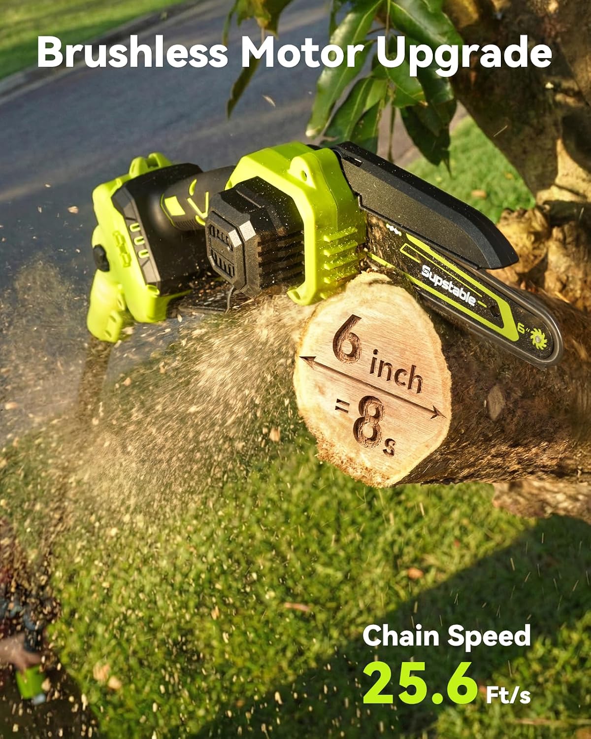 Detalle de Supstable SH301 6-in-1 Cordless Pole Saw and Hedge Trimmer, 15-Foot Reach