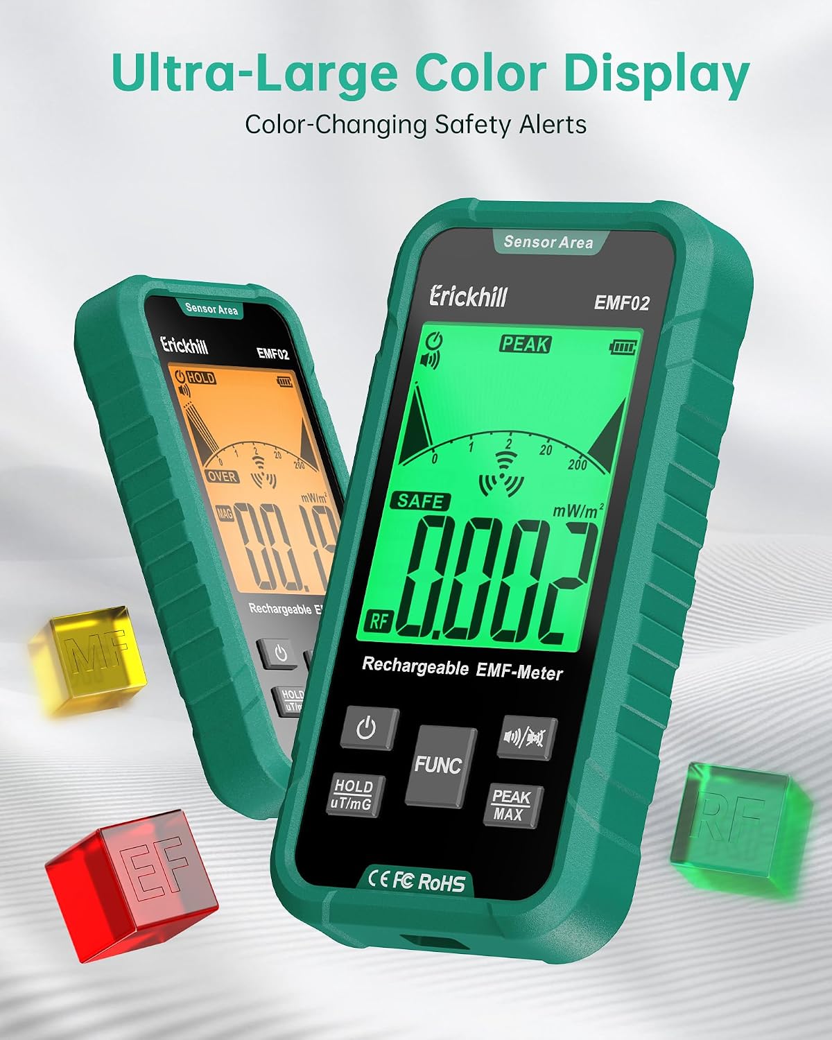 Thumbnail 6 de ERICKHILL EMF Meter: 3-in-1 Portable EMF Reader for EF, MF & RF