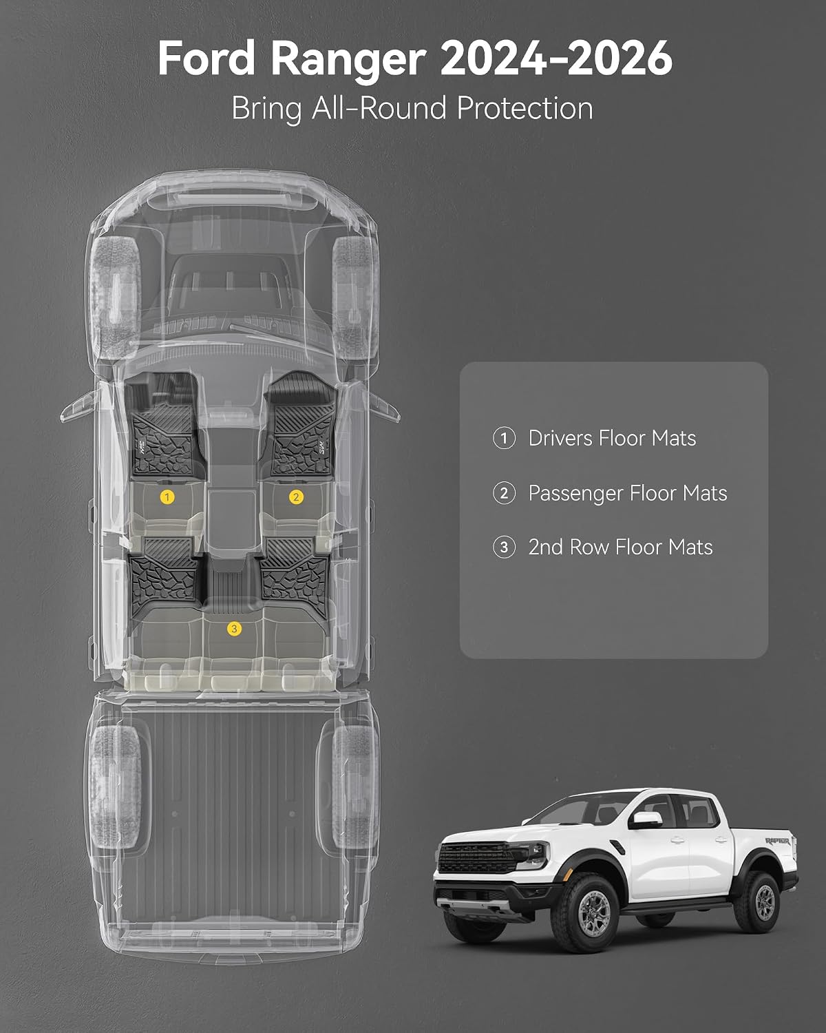 Thumbnail 1 de 3W Floor Mats Ford Ranger SuperCrew 2024 TPE
