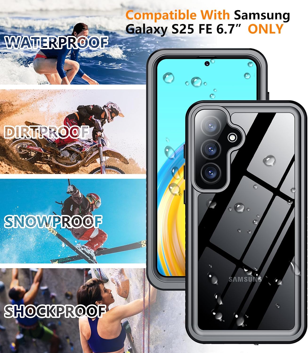 Thumbnail 4 de Temdan Samsung Galaxy S25 FE Waterproof Case 6.7"