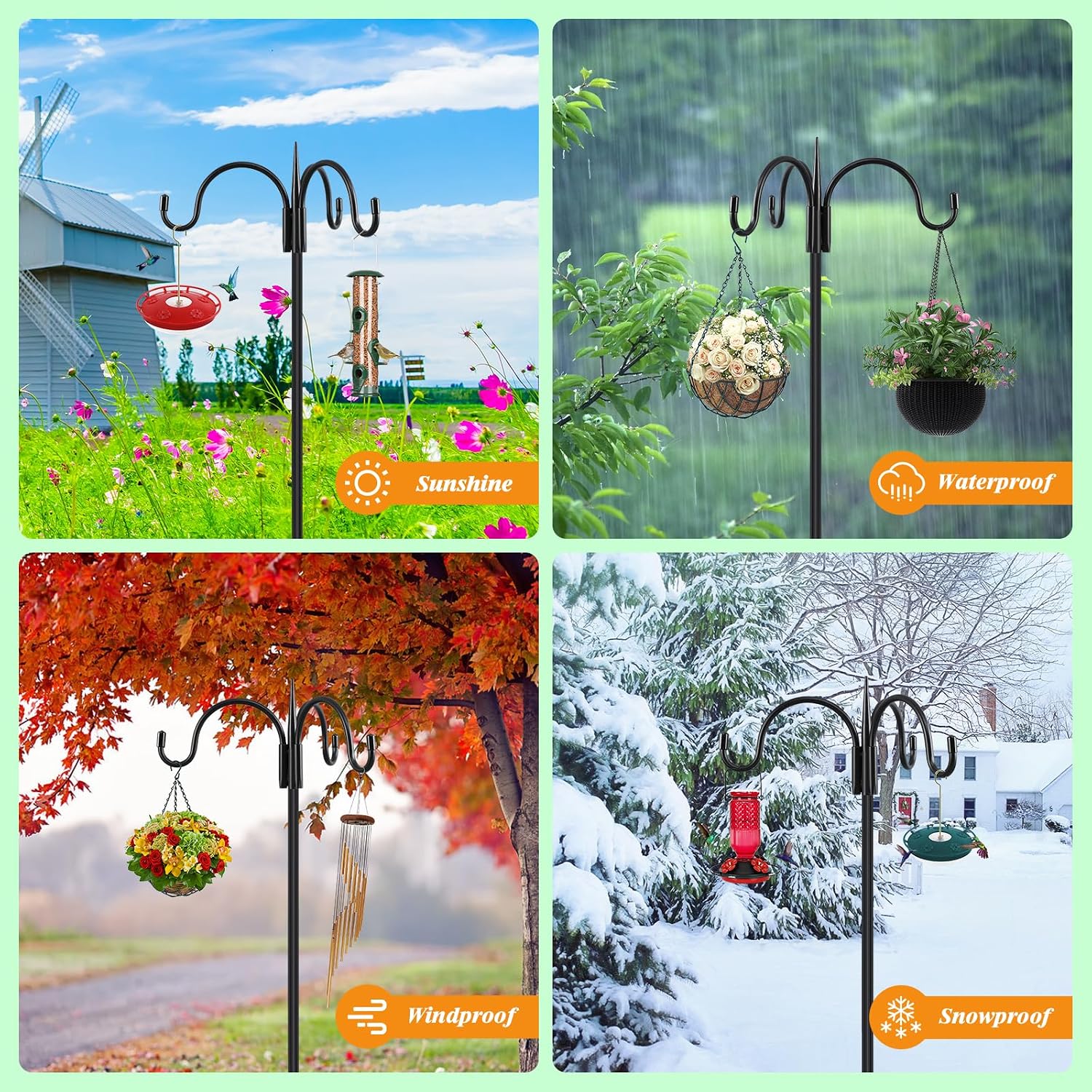 Thumbnail 6 de FEED GARDEN JC-3GMYG-92-1 Shepherd’s Hook, 92-Inch Pole with Triple Hooks