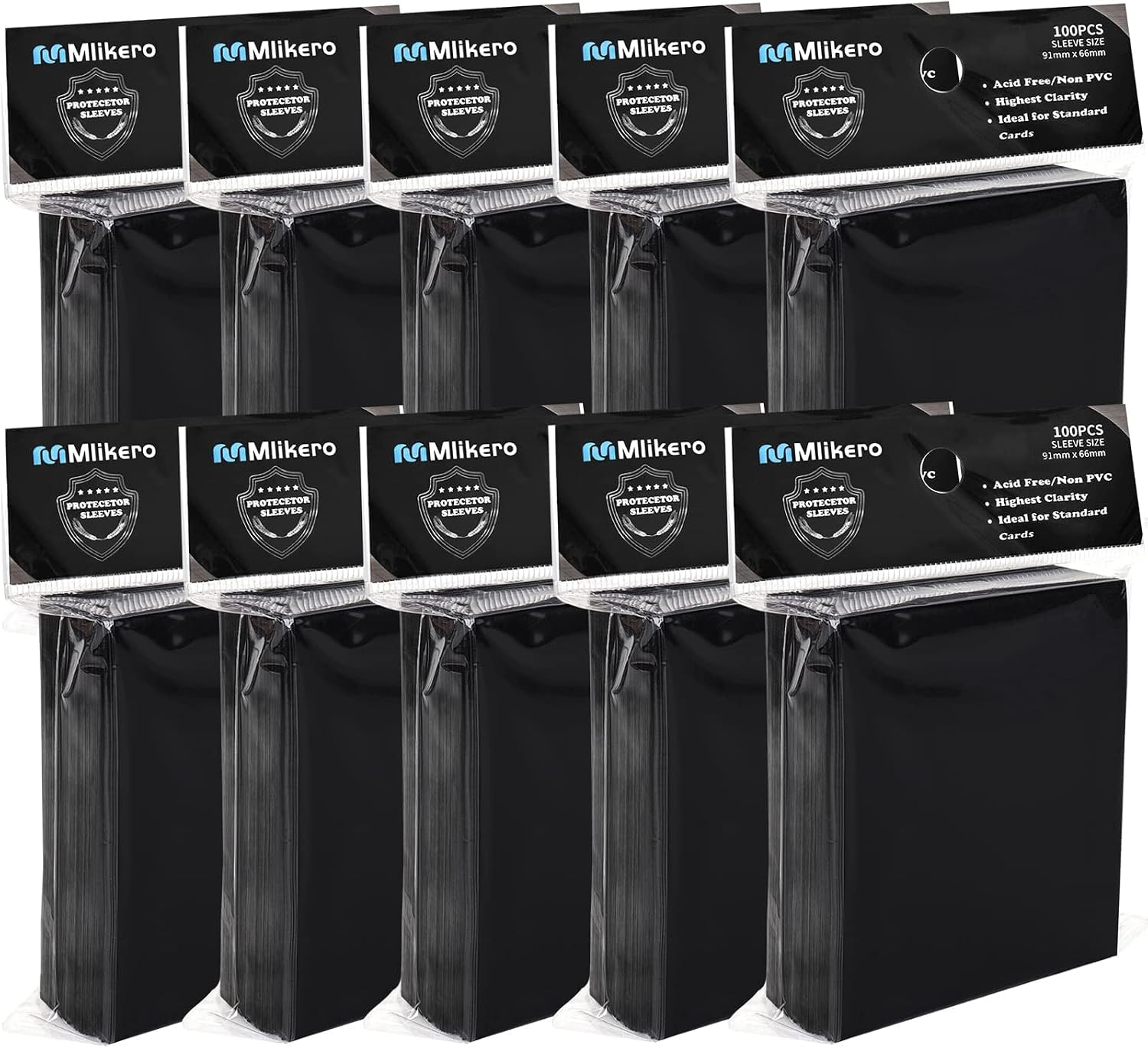 Detalle de Mlikero 1000 Stück Sammelkartenhüllen 66 x 91 mm – Perfekte Passform für MTG, Sammel- und Sportkarten (Schwarz)