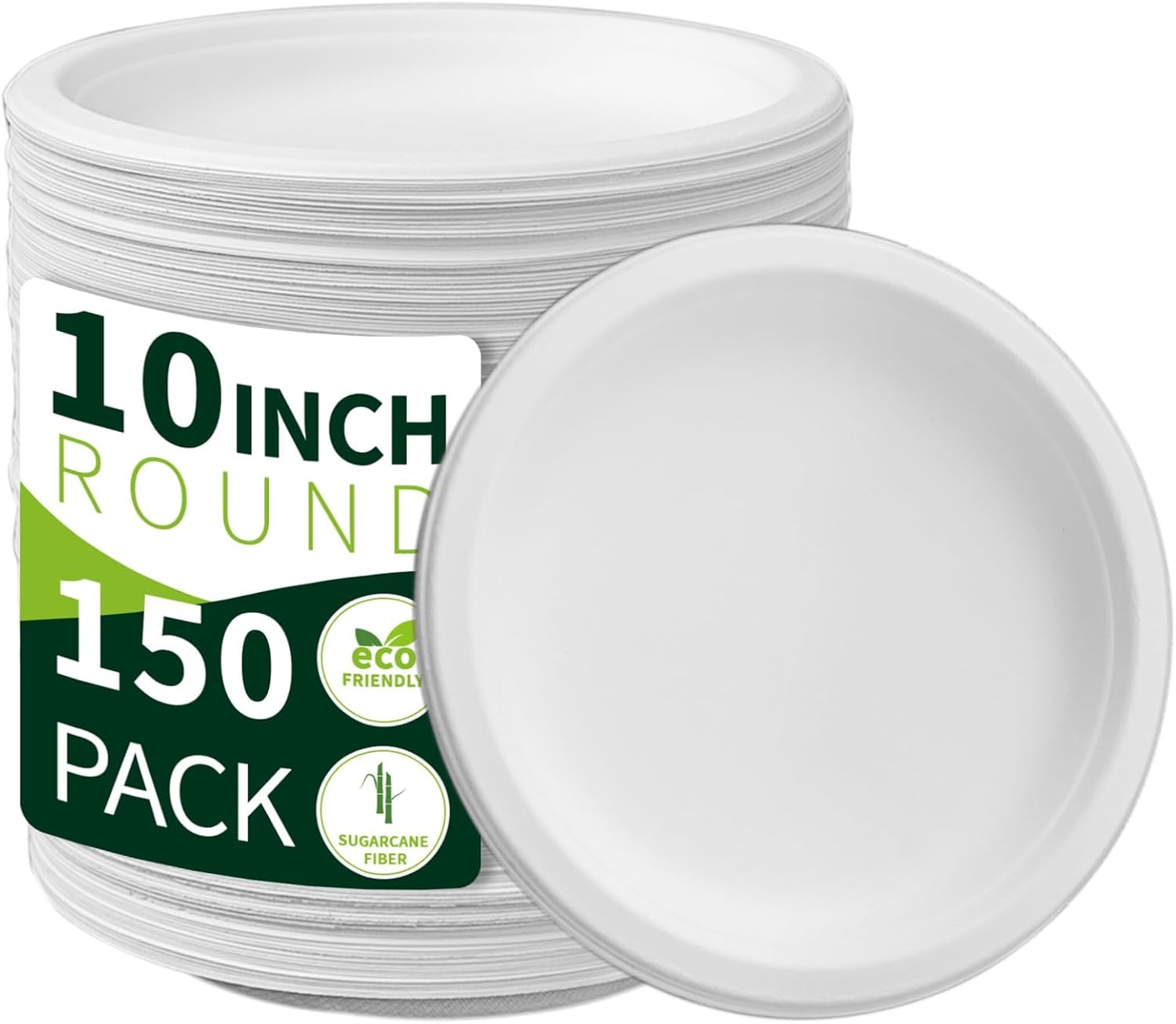 Detalle de Compostable Bagasse 10-Inch Plates 150 Pack 🍽