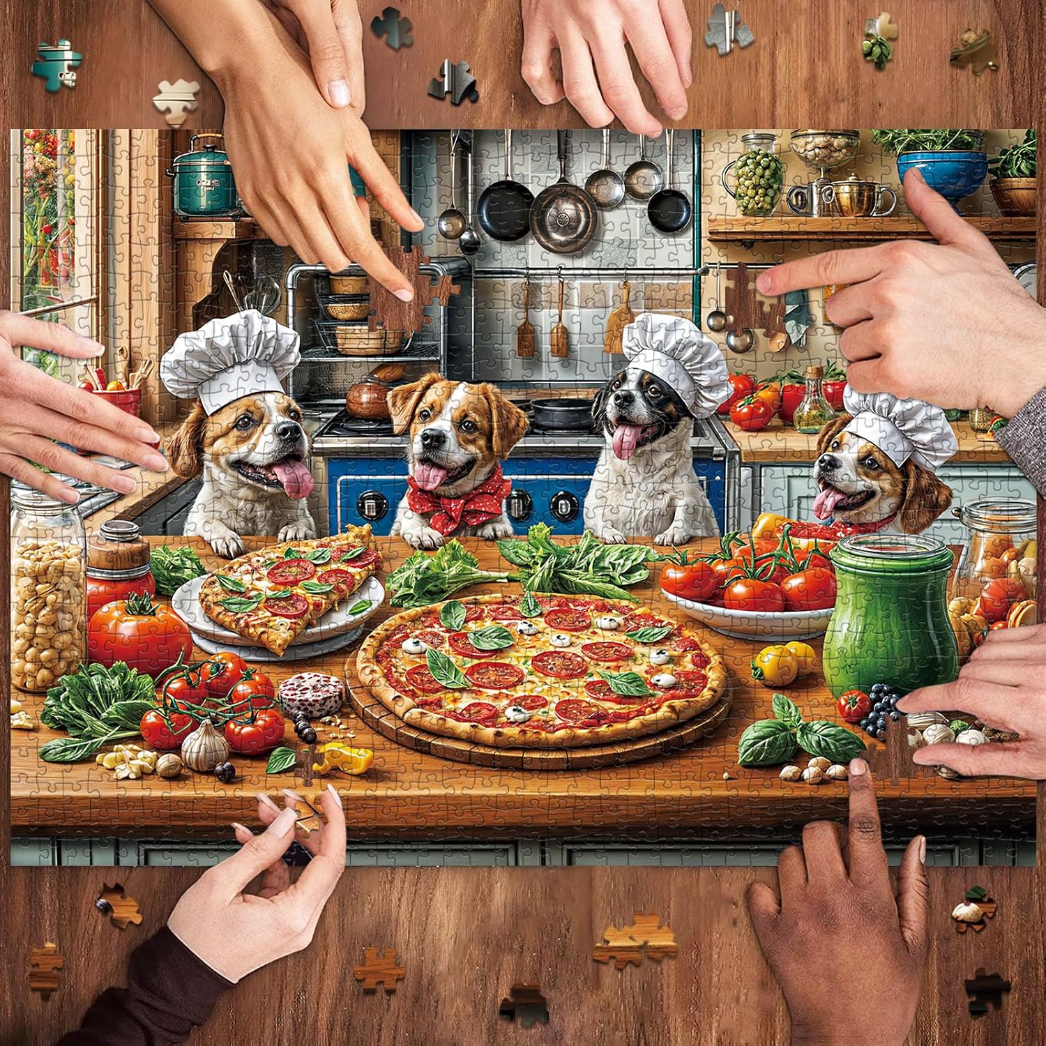Thumbnail 5 de Puzzles 1000 Pieces Dogs' Pizza Meal jigsaw puzzle
