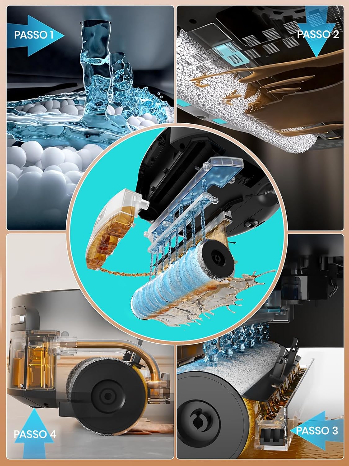 Detalle de Lefant M210PRO OMNI: Robot Aspirapolvere e Lavapavimenti con Mappatura Laser dToF e Autopulizia del Rullo