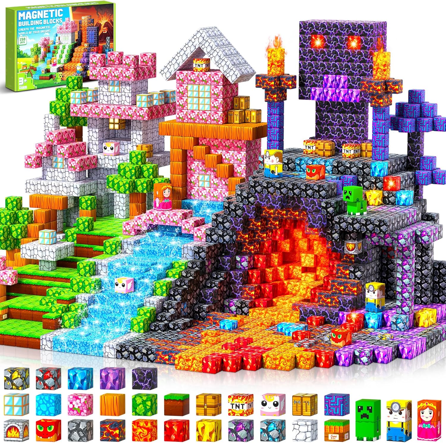 Detalle de LUVTOY Magnetische Bausteine 150 Teile