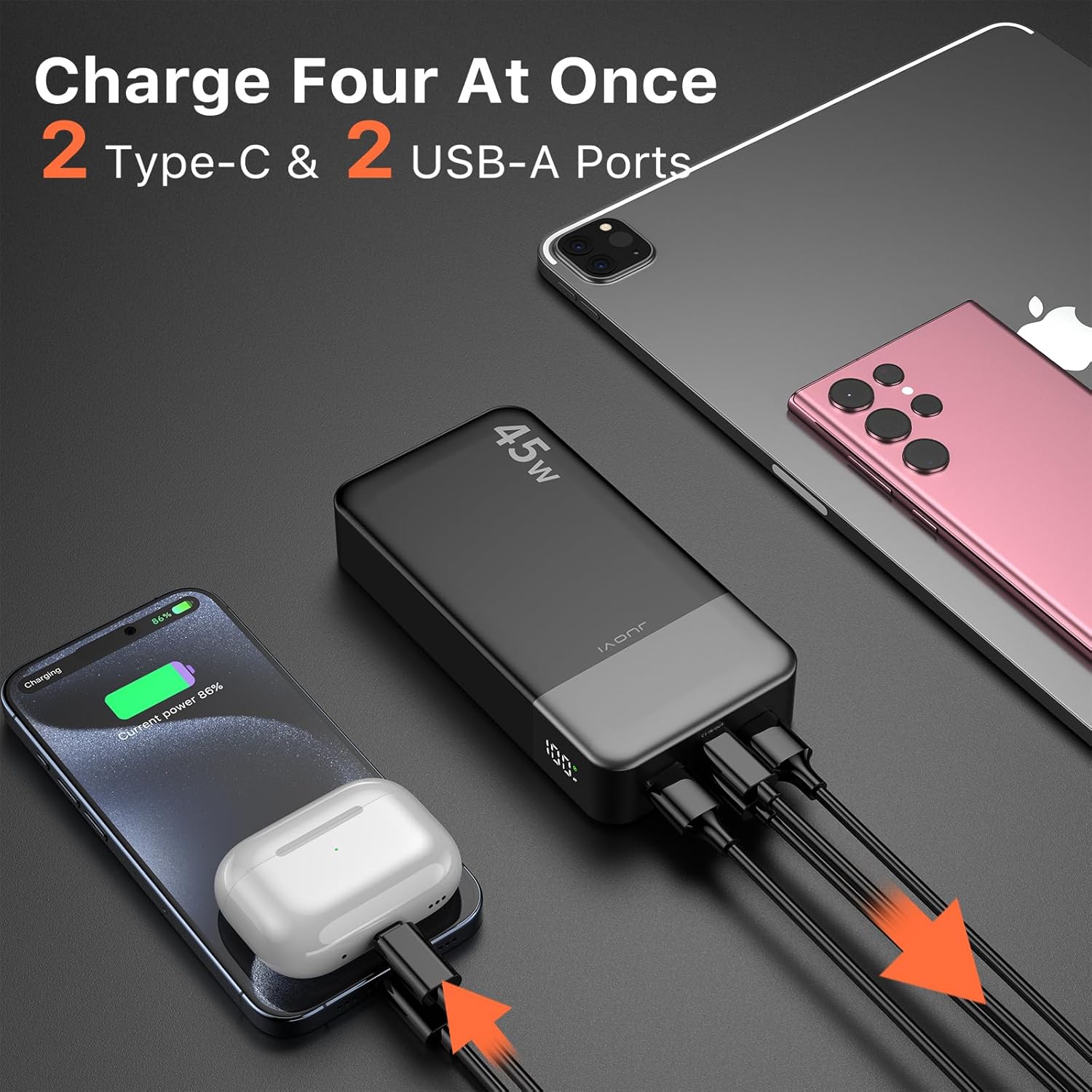 Thumbnail 3 de JUOVI Batterie Externe 45W 20000 mAh : Power Bank USB-C avec charge rapide PD/QC et 4 ports