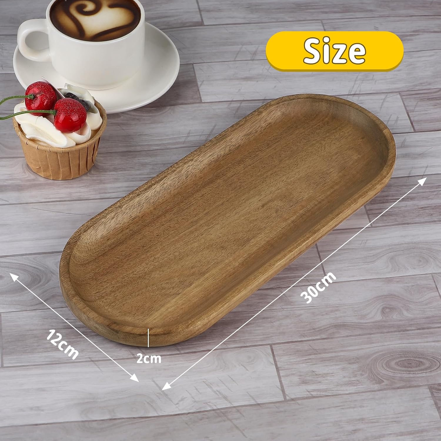 Detalle 2 de Supaway 98541 Oval Acacia Wood Serving Tray, 30 x 12 x 2 cm