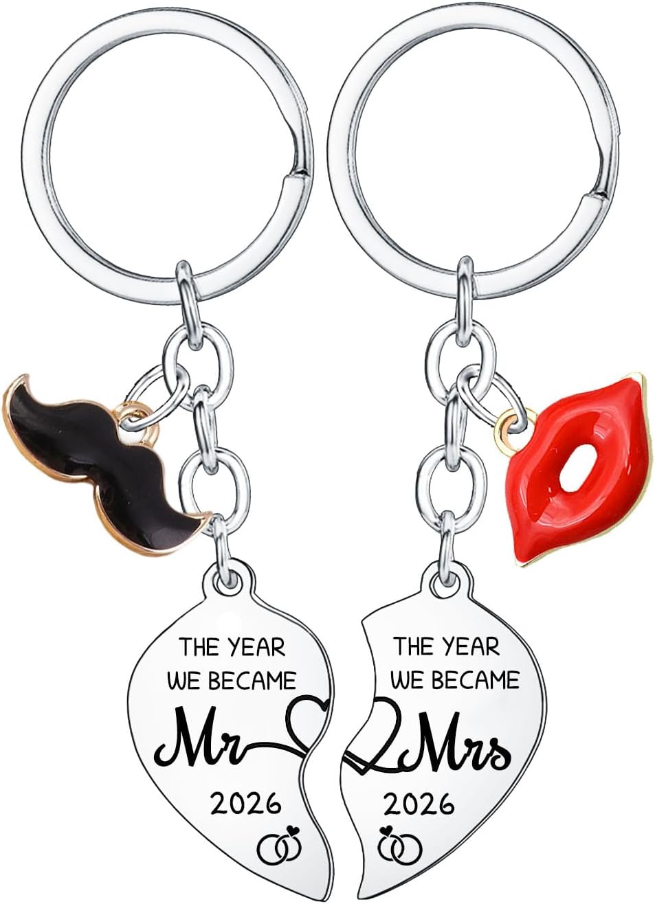 Waeceip 2Pcs Couples Matching Keyrings – The Year We Became Mr & Mrs 2026