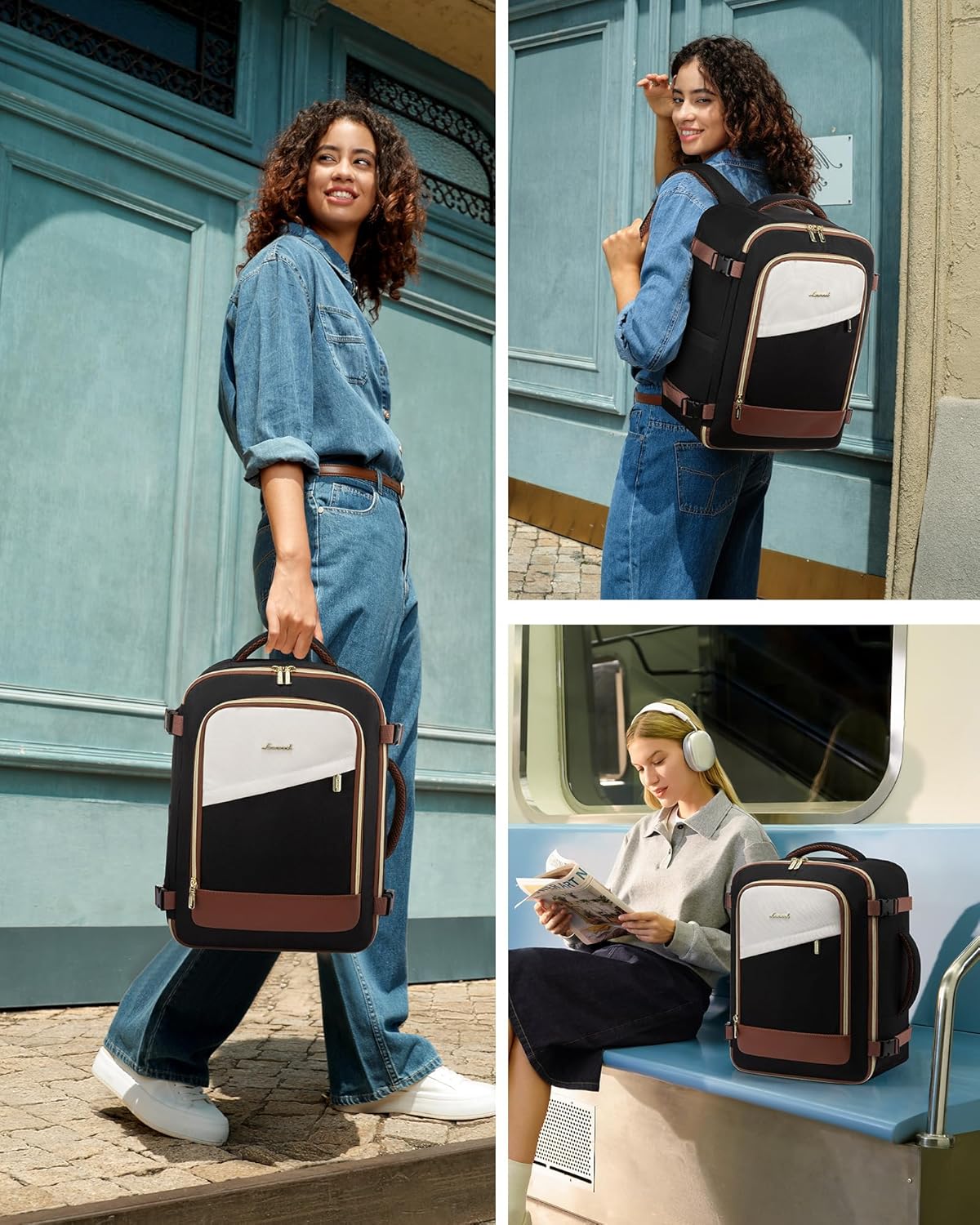 Detalle 2 de LOVEVOOK Ryanair Handgepäck 45x36x20 – 32L Reise-Rucksack mit 180°-Öffnung