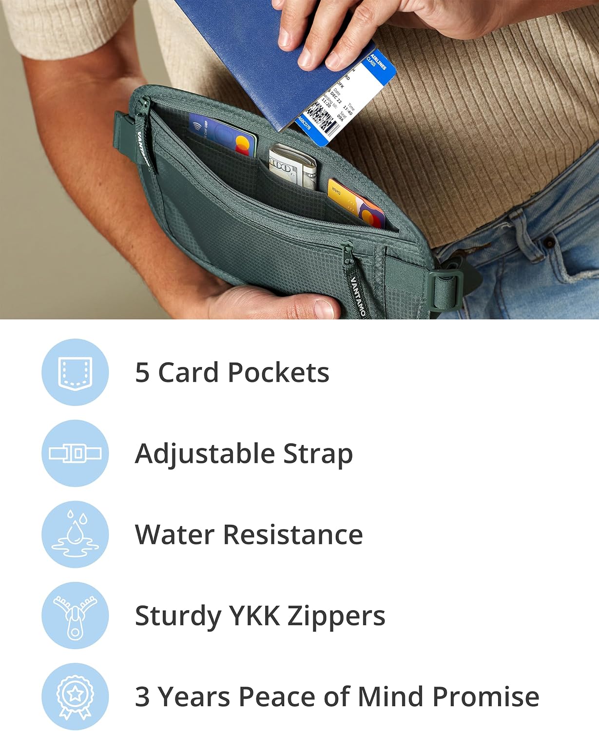 Detalle 1 de Vantamo RFID bum bag with 2 compartments