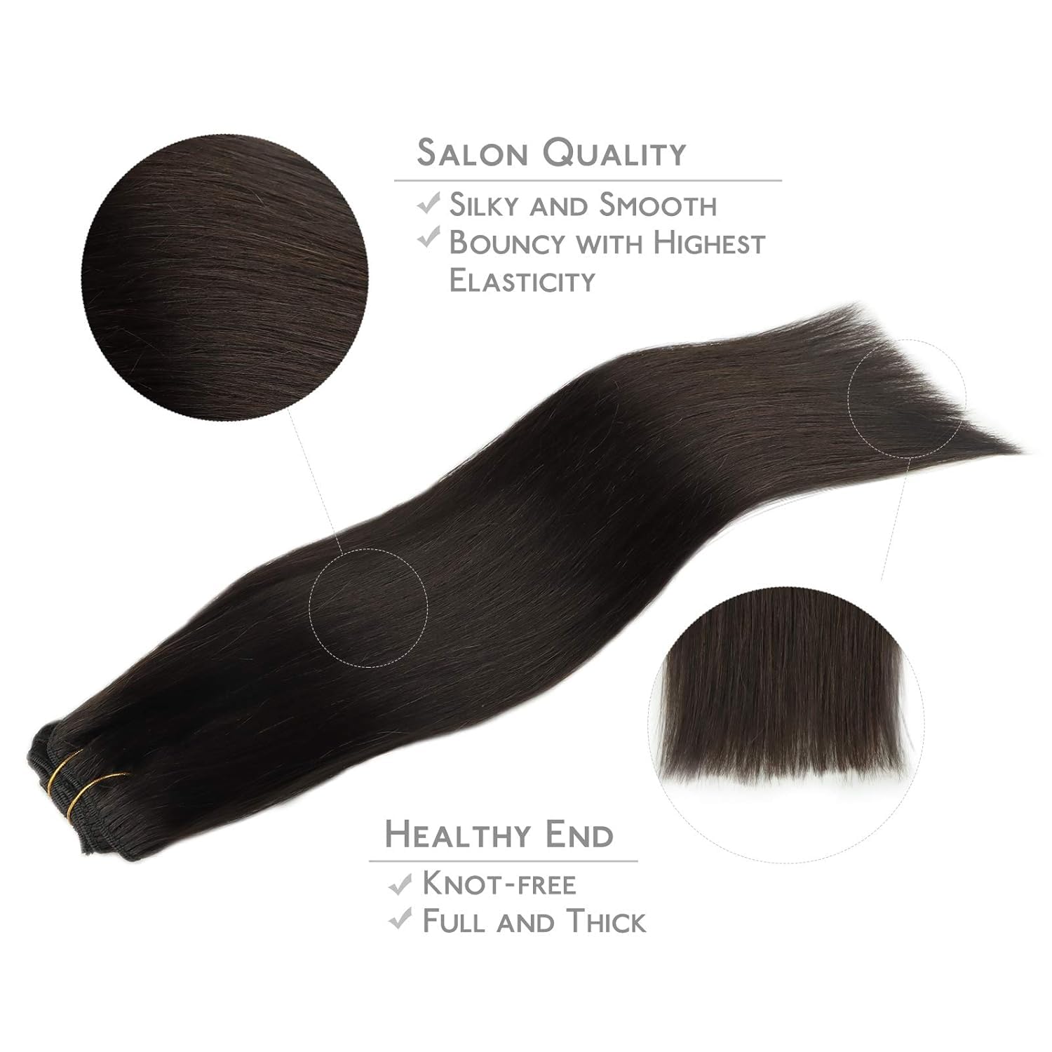 Thumbnail 3 de WENNALIFE Clip-in Echthaar Extensions Dunkel Braun, 35 cm (7-teilig, 120 g)