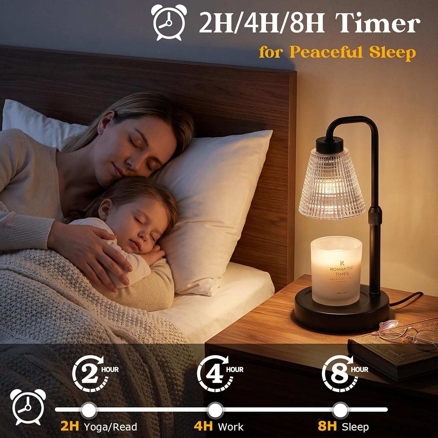 Thumbnail 2 de Candle Warmer Lamp with Timer and Dimmer – Height Adjustable, Flameless Wax Melt Burner for Large Jar Candles