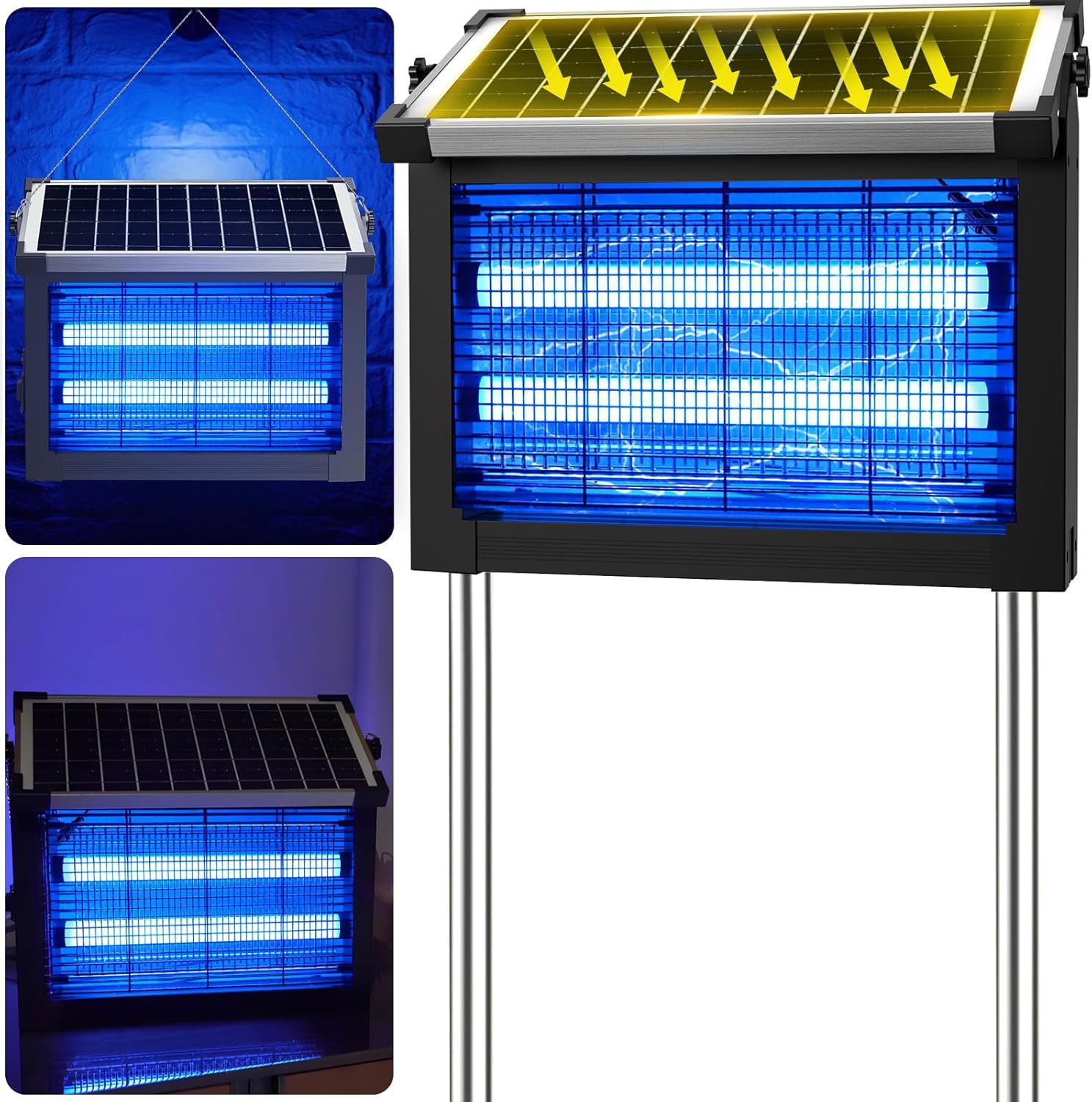 Solar Bug Zapper Outdoor (4500V) by Newly Upgraded — Cordless Rechargeable Solar Mosquito Zapper, IP66 Waterproof