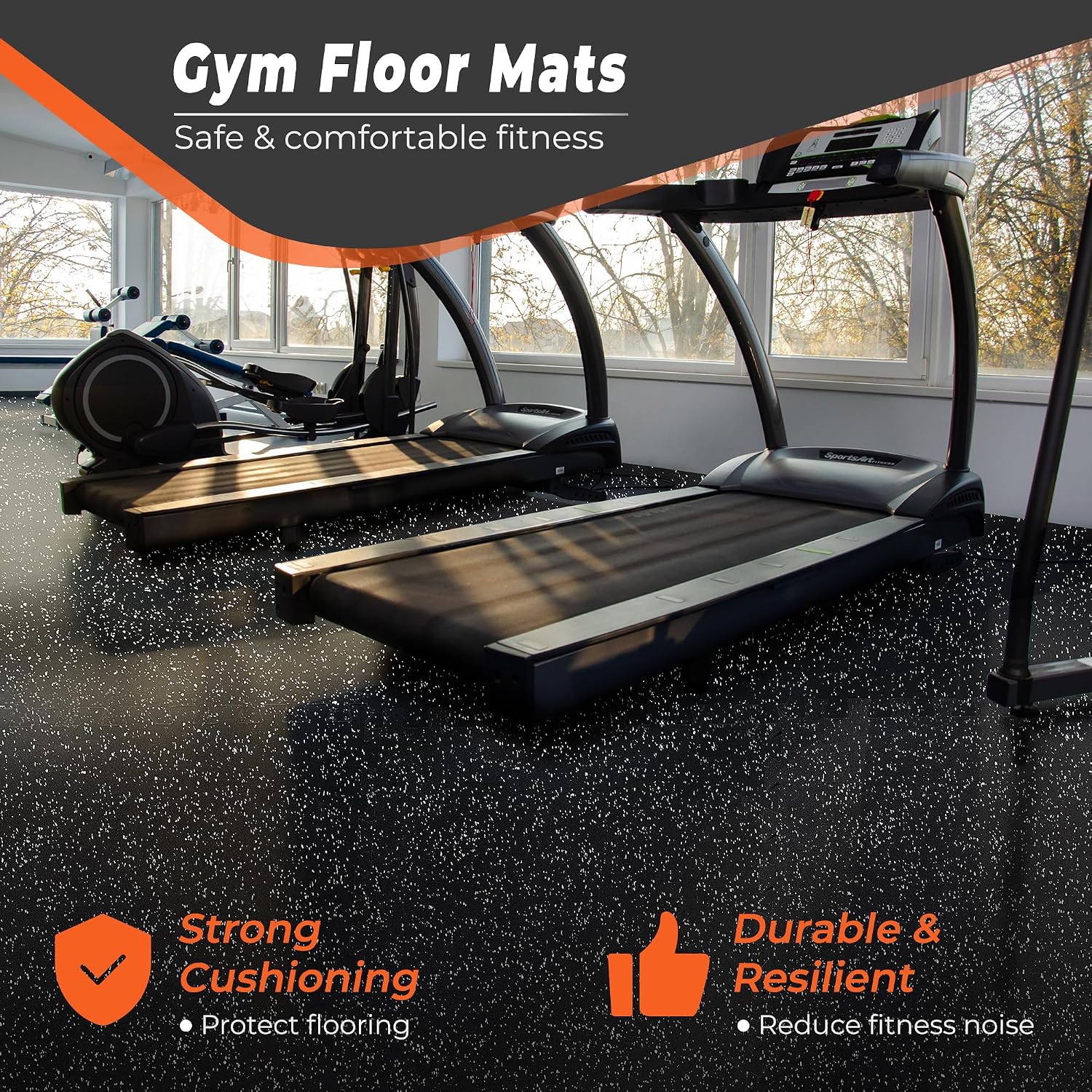 Detalle de SUPERJARE 0.4'' Thick Exercise Mats with Rubber Top—Interlocking Gym Flooring 🧽