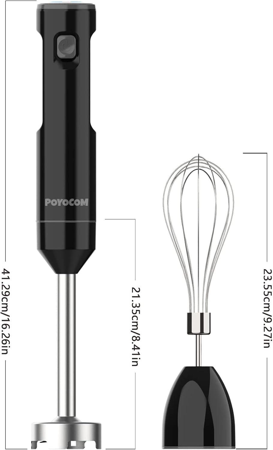 Detalle 2 de POYOCOM Cordless Variable Speed Hand Blender – Immersion Blender with Type-C Charge, 8" Blades & Egg Whisk