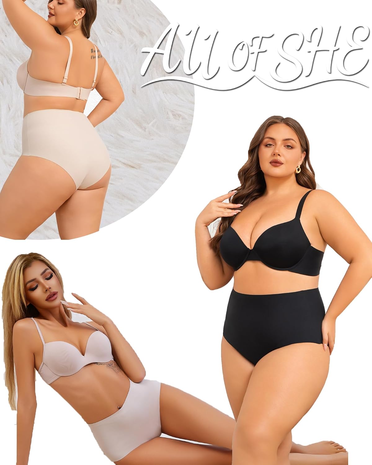 Detalle de ALL OF SHE 5er Pack High-Waisted nahtlose Unterhosen Damen (Slip, Hipster) – bequem für jeden Tag