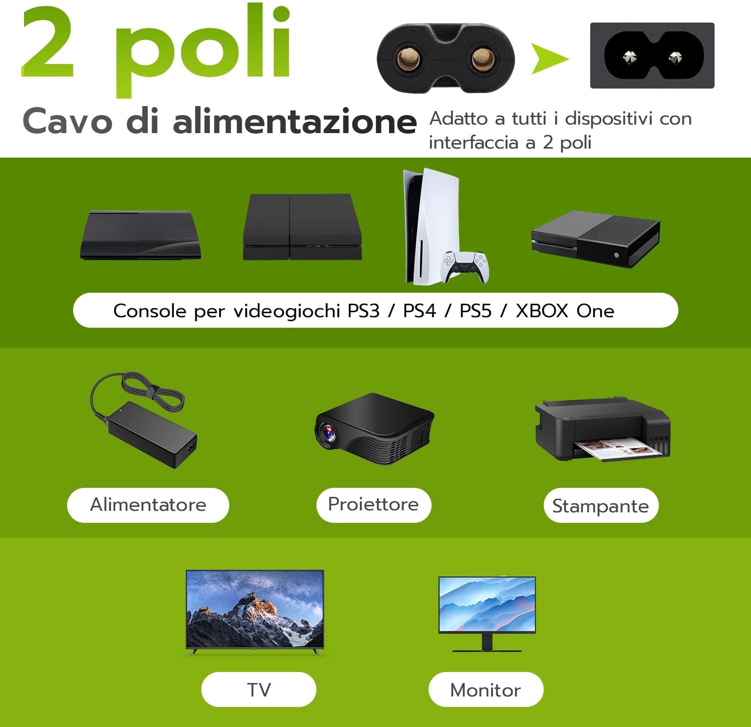Detalle 2 de Tolesum 3M IEC 320 C7 cavo alimentazione 3 m
