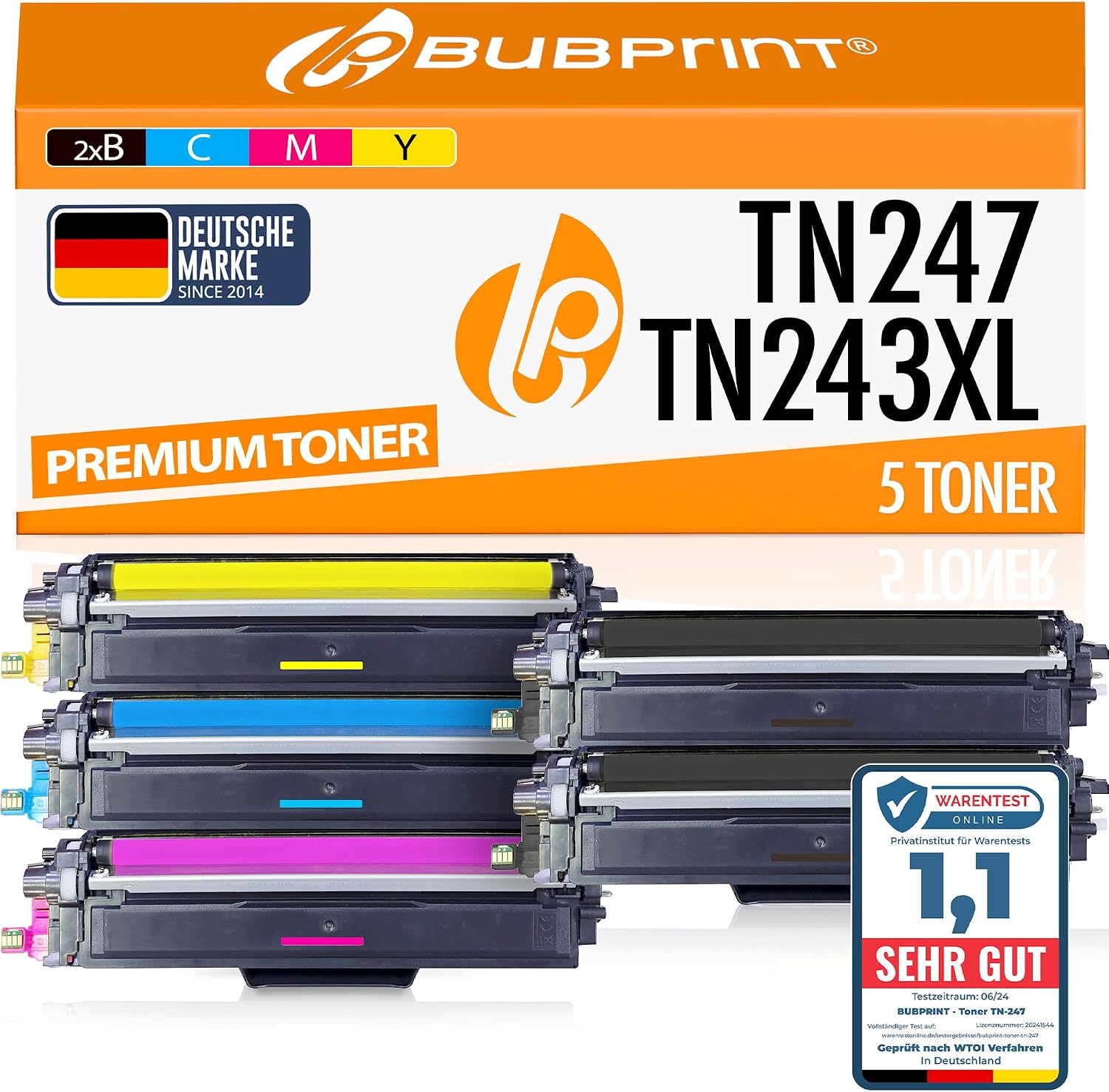 Detalle de Bubprint TN-247/TN-243 CMYK-tonerset met 4 compatibele toners voor Brother
