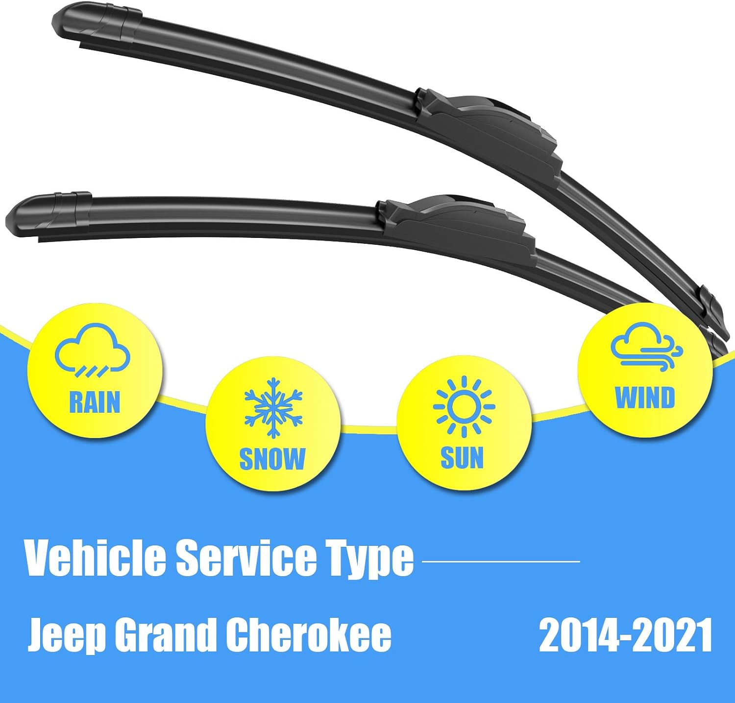 Detalle de Gavimnal Silicone Wiper Blades Replacement Set for Jeep Grand Cherokee (2014-2021) — Set of 3
