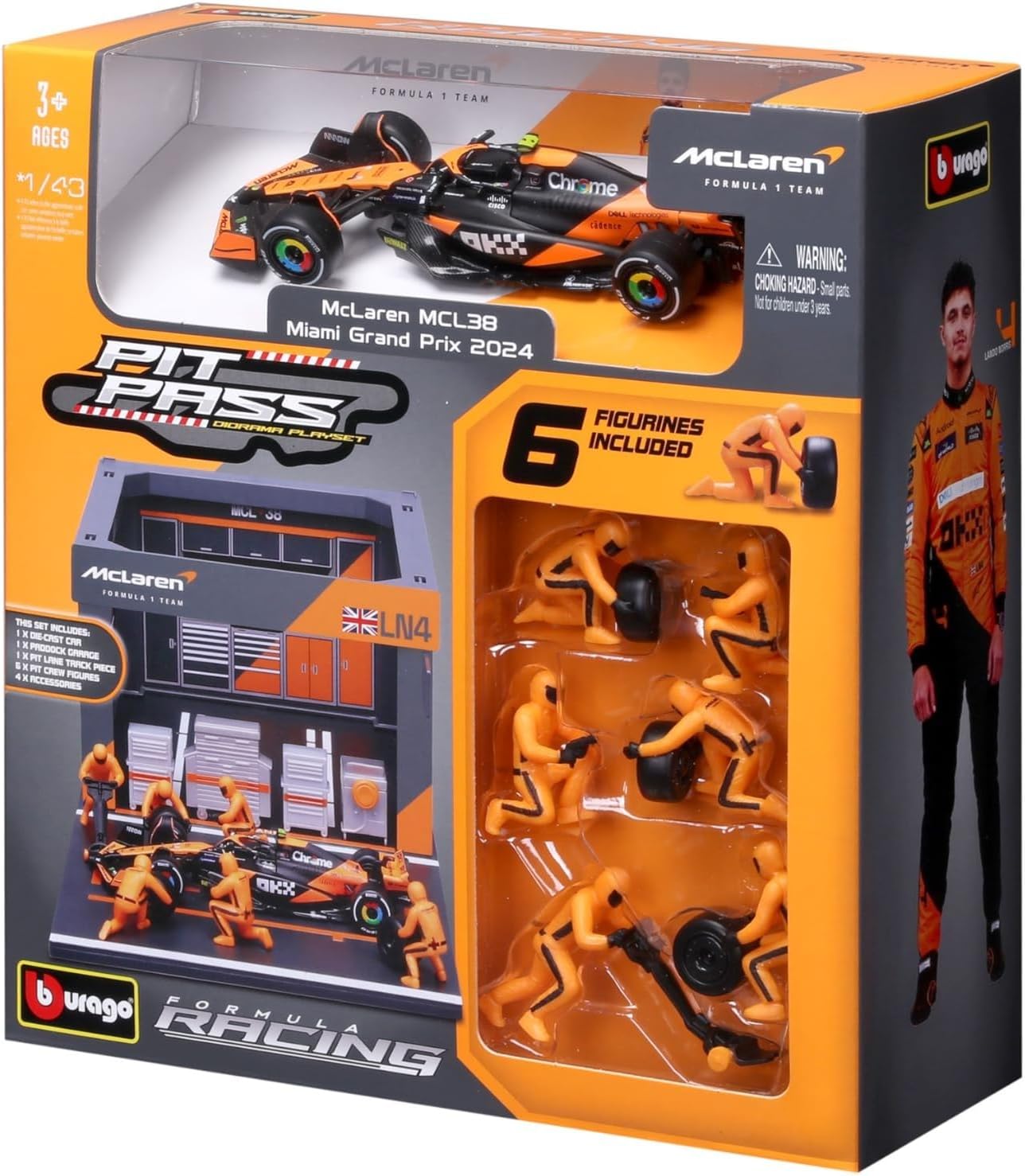 Thumbnail 3 de Bburago PIT STOP McLaren MCL38 (2024) #4 Norris – diorama 1:43 z 6 mechanikami