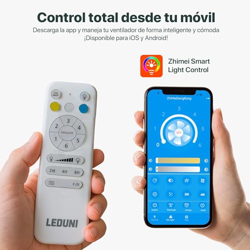 Thumbnail 5 de LEDUNI Ventilador de techo con luz LED 36W, mando y aspas retráctiles (50 cm) – Blanco