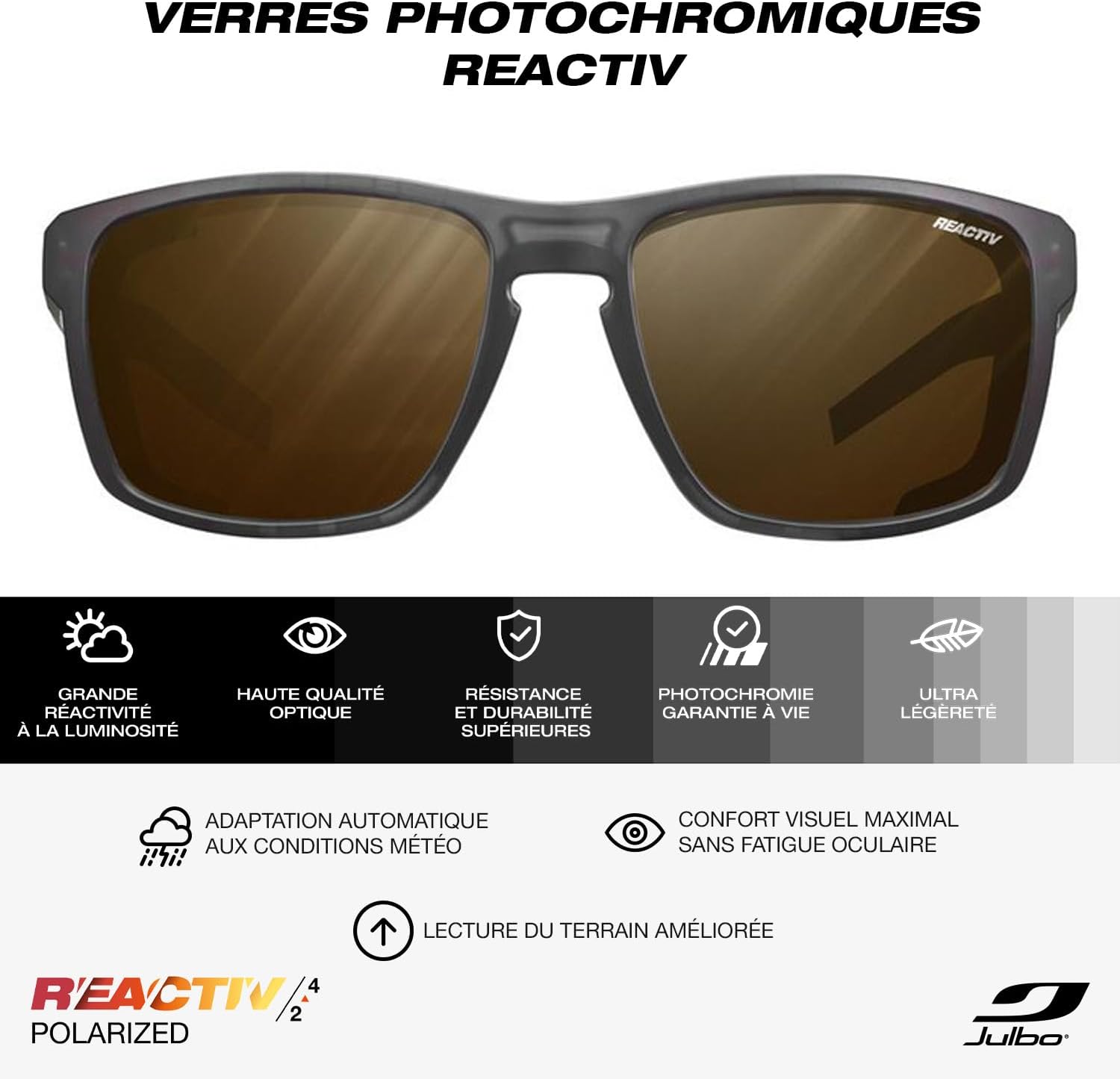 Detalle de Julbo SHIELD M – lunettes de soleil pour alpinisme, randonnée et trekking (adulte mixte)