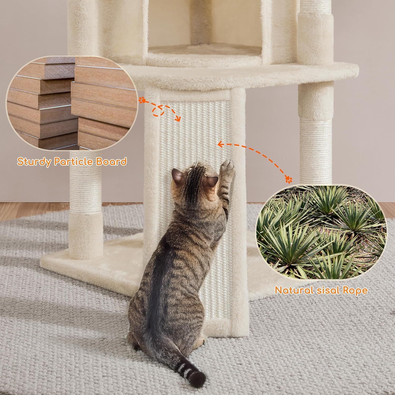 Thumbnail 5 de Yaheetech 107cm Cat Tree with Condo and Basket 🐱