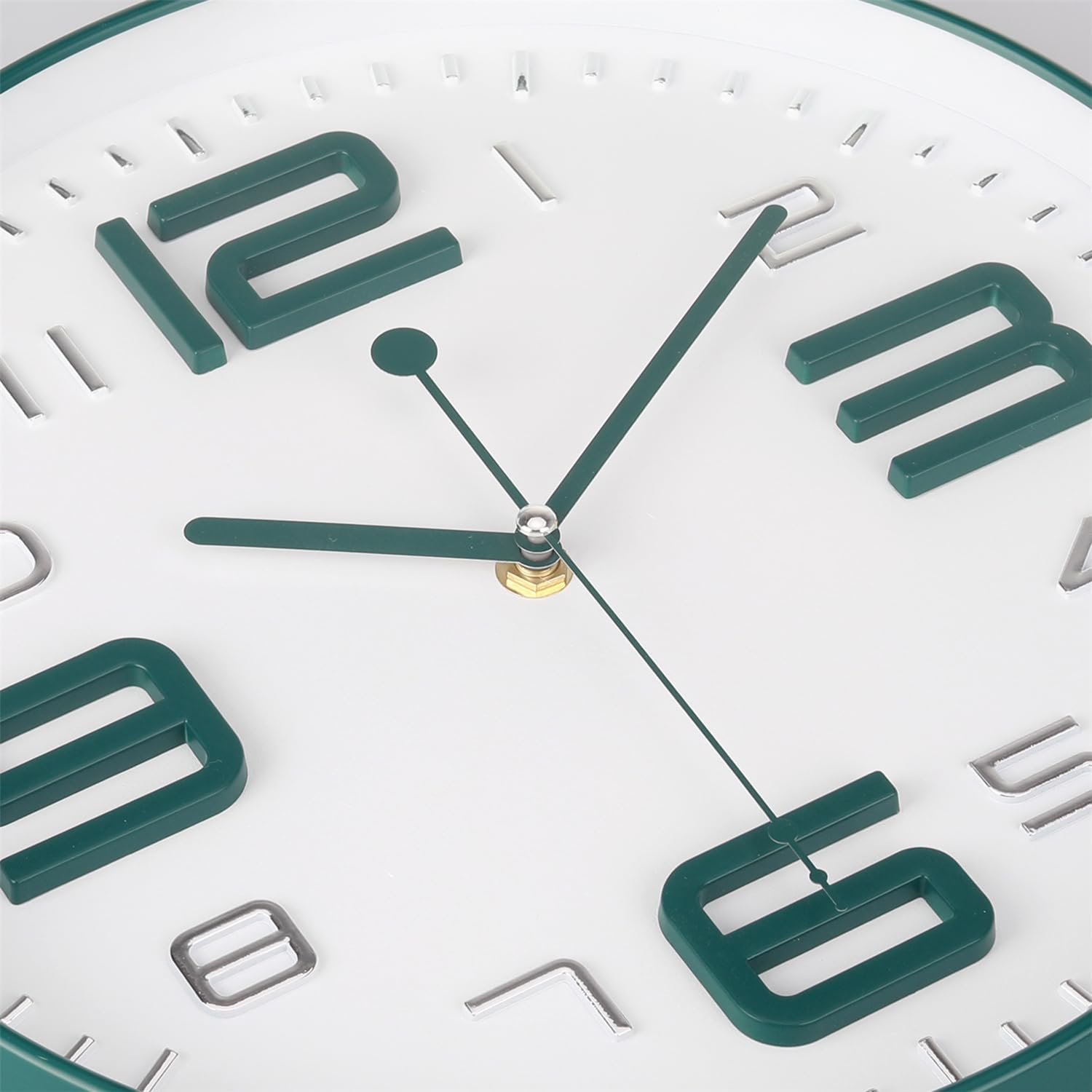 Detalle de Topkey Silent Wall Clock Kitchen 12 Inch – Retro Non-Ticking Decorative Clock in Blackish Green