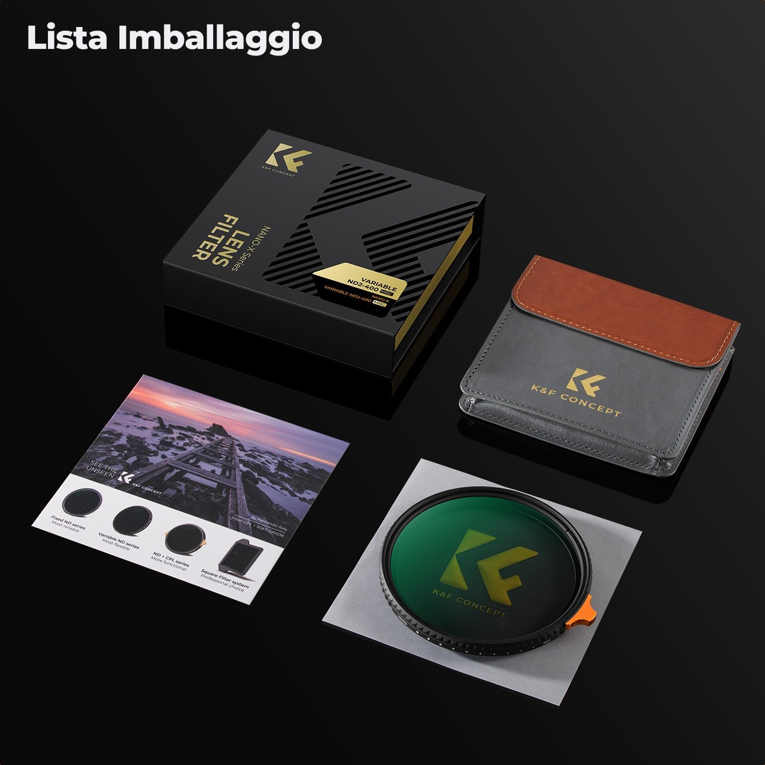 Thumbnail 6 de K&F CONCEPT Nano-Xcel 62mm Filtro Variabile ND2-400 (1-9 stop) con rivestimento nano e custodia