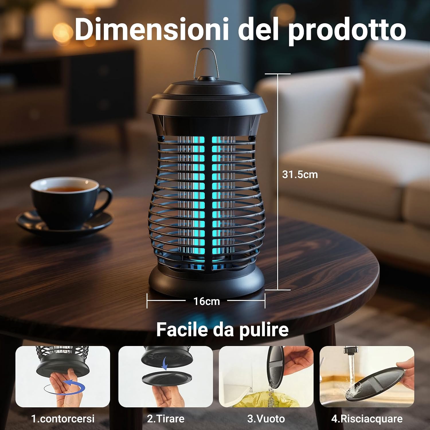Detalle de Lampada Antizanzare Elettrica 4200V 20W UV | Protezione efficace per interno ed esterno