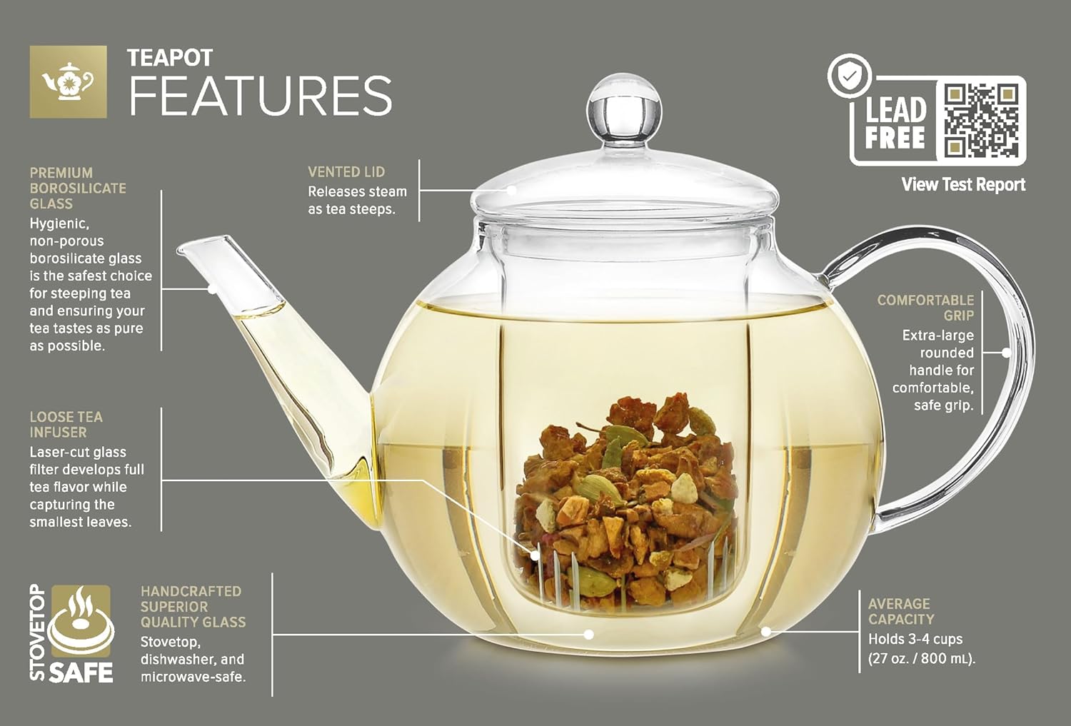 Detalle de Teabloom Celebration teapot 27 oz glass