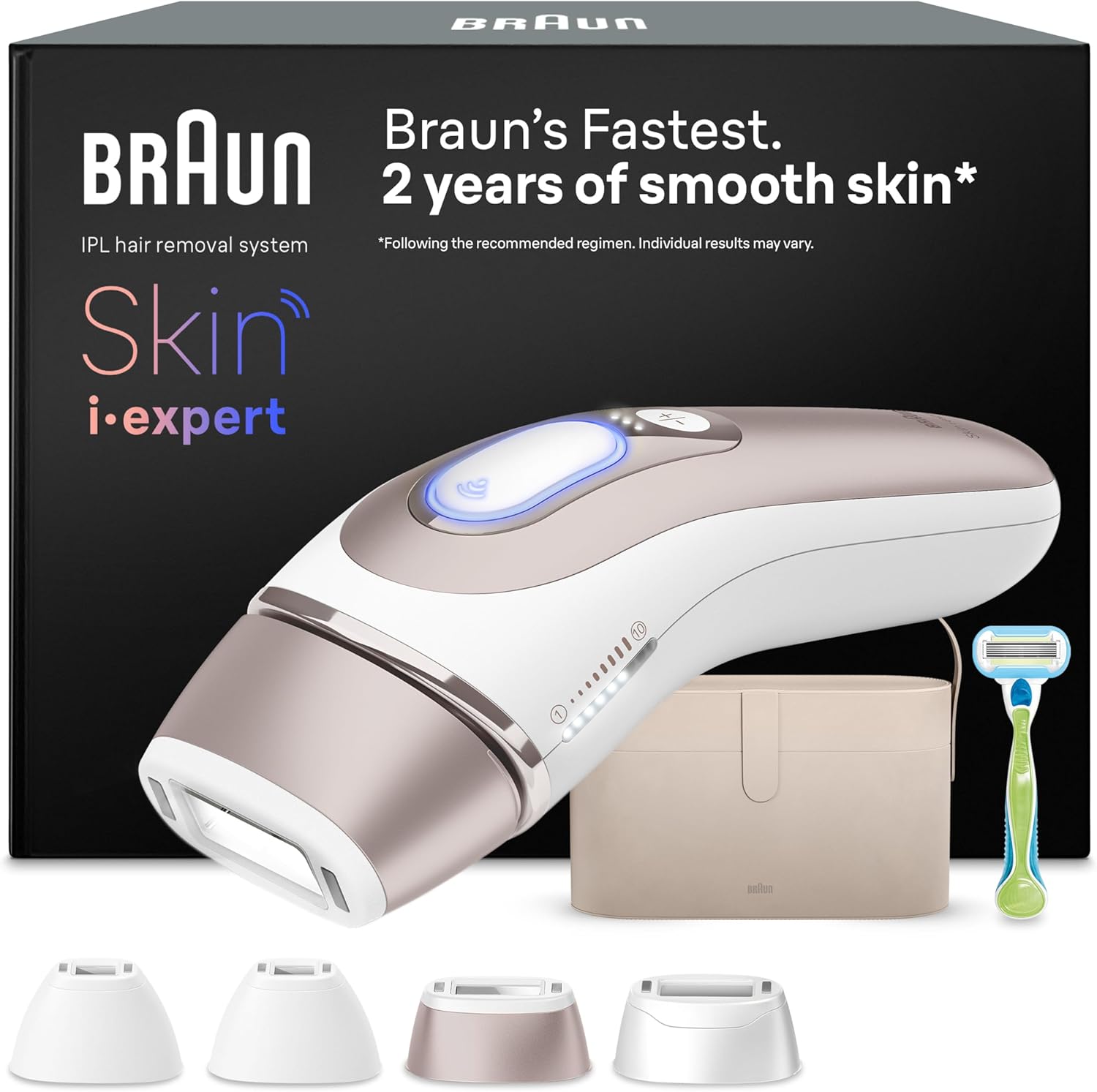 Braun Smart IPL 7 Skin i·expert PL7387 (weiß/roségold) – IPL-Gerät zur Haarentfernung mit App und Aufsätzen
