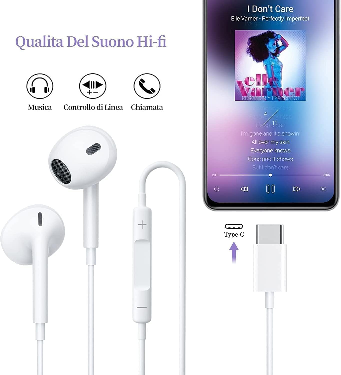 Thumbnail 5 de USB C Headphones for iPhone 17/16/15 Pro Max – Wired Earphones with Mic & Volume Control (White)