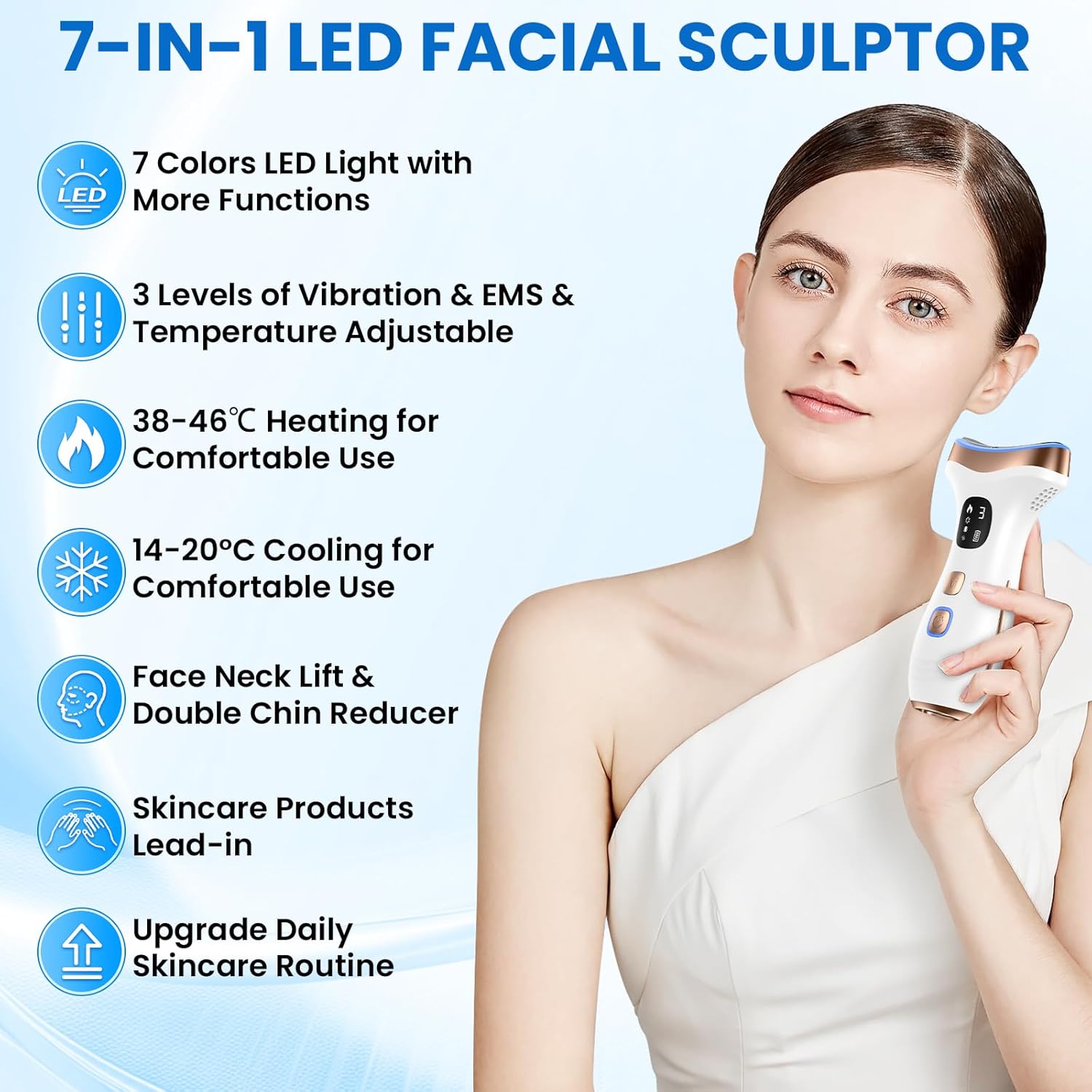 Detalle 1 de PKBD EMS LED face massager heat 45°C