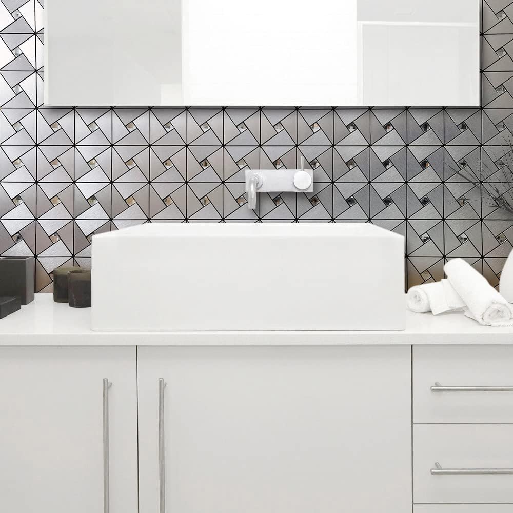 Detalle 2 de DICOFUN Peel-and-Stick Backsplash Tiles, Stainless Steel