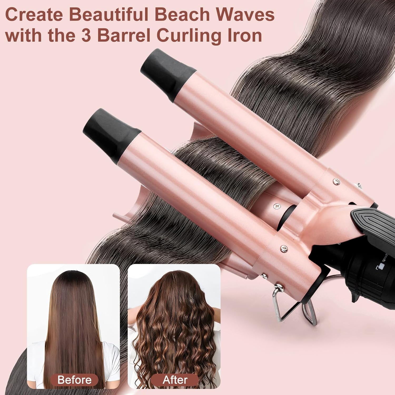 Detalle de UNOBEY 5 in 1 Curling Wand Set – three-barrel curling iron with 4 interchangeable ceramic barrels (0.35–1.25")