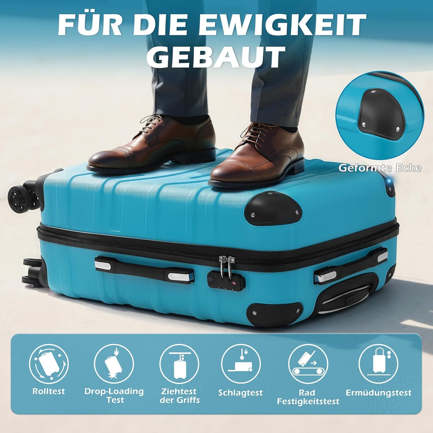 Detalle de COOLIFE Hartschalen-Koffer Rollkoffer Vergrößerbares Gepäck – Groß + Mittelgroß, ABS, TSA-Schloss, 4 Rollen