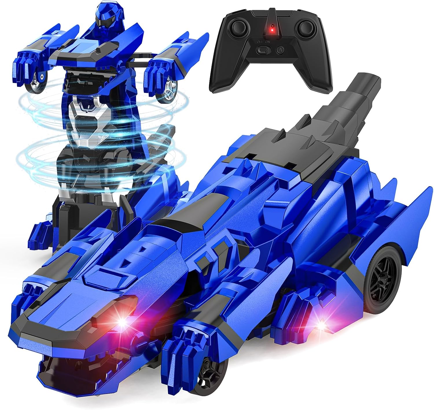 Detalle de Kroyedfuw NO.8889 Dinosaur Transform RC Car with One-Button Switch, 360° Spin