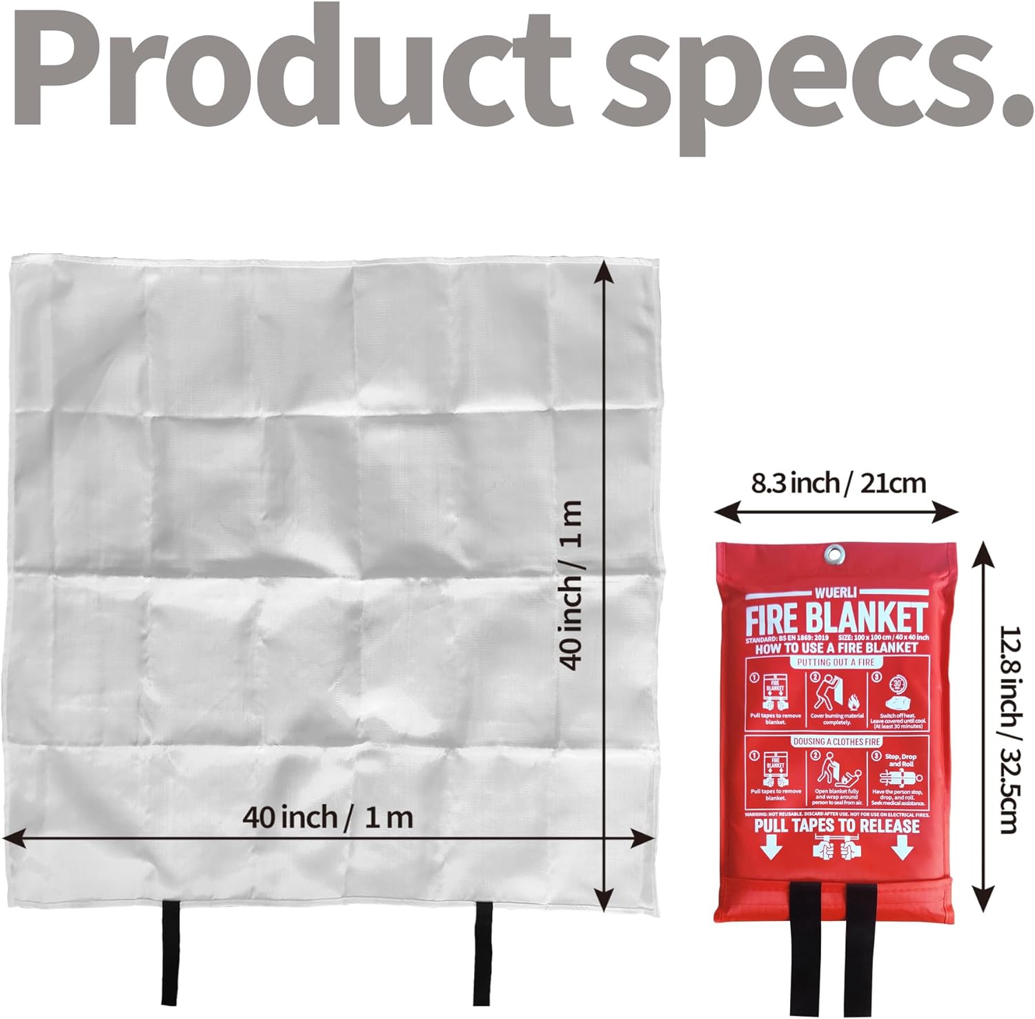 Thumbnail 5 de WUERLI Fire Blanket 40" x 40" 4-Pack 🧯