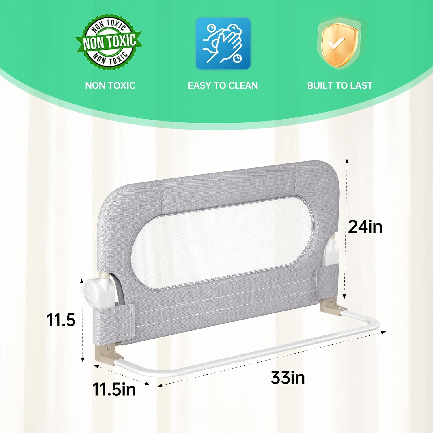 Detalle 2 de UPGOGO G2 Folding Bed Rail for Toddlers, 33-Inch, Gray